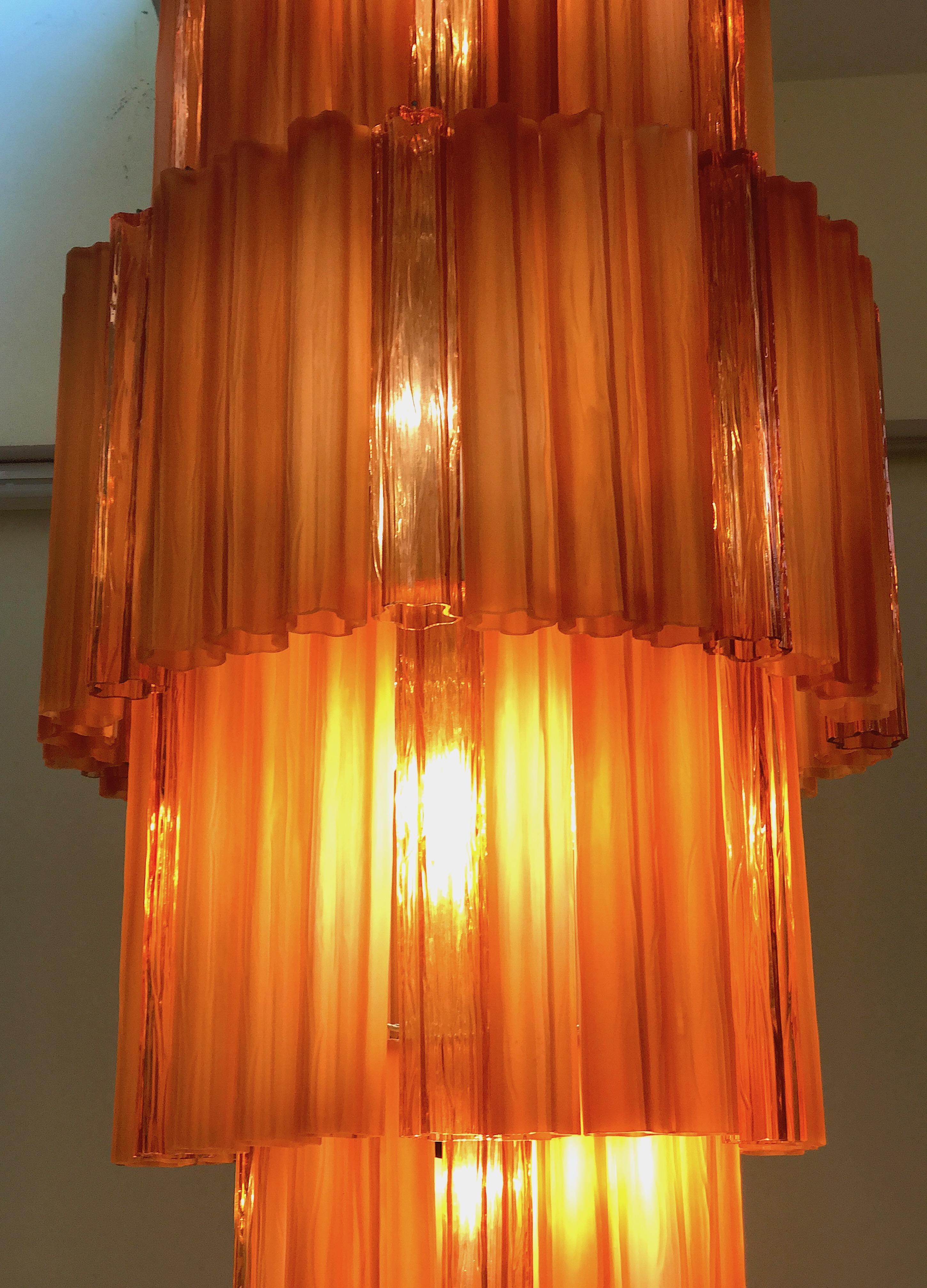 Venini Amber and Ice Matt Color Outstanding Murano Glass Chandeliers, 1970 1