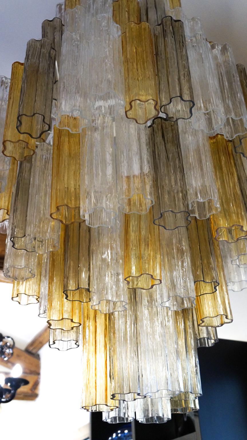 Lustre Tronchi en cristal de Murano et cristal ambré Venini de Toni Zuccheri, années 1980 en vente 3