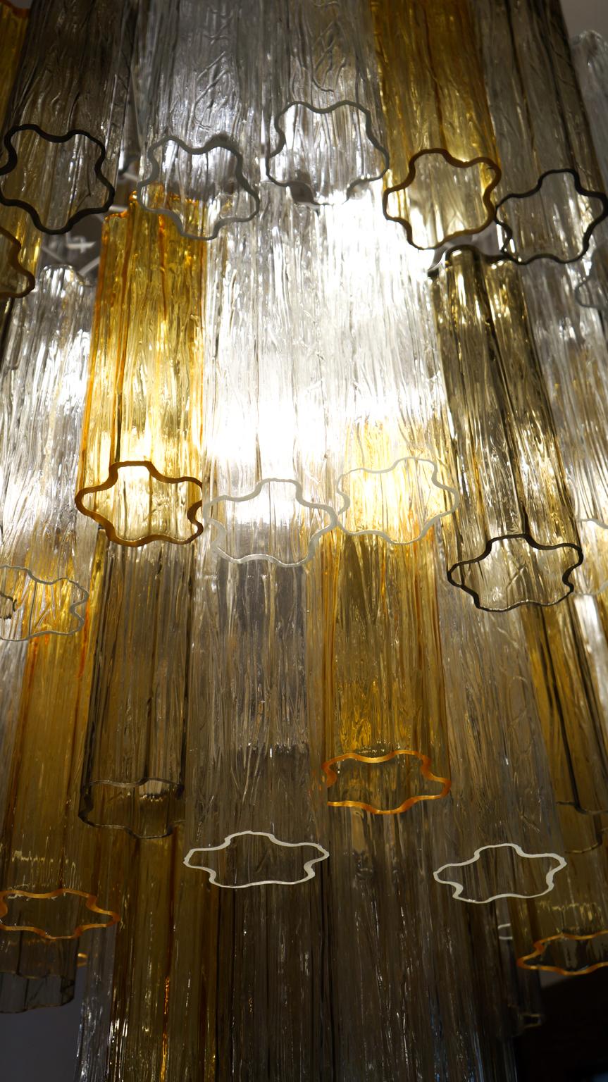 Lustre Tronchi en cristal de Murano et cristal ambré Venini de Toni Zuccheri, années 1980 en vente 1
