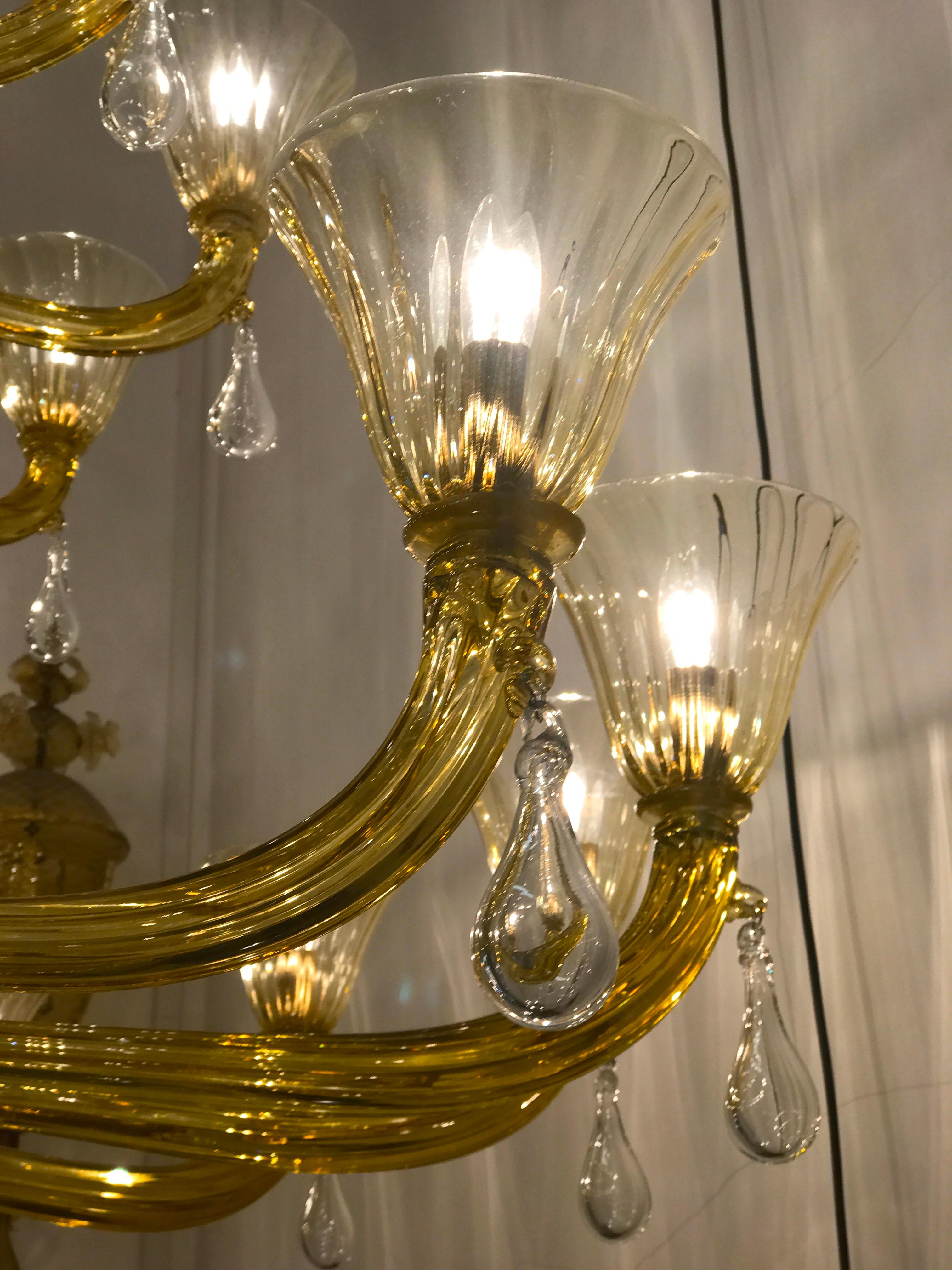 Venini Amber Gold Extraordinary Original Murano Glass Chandelier, 1960 2