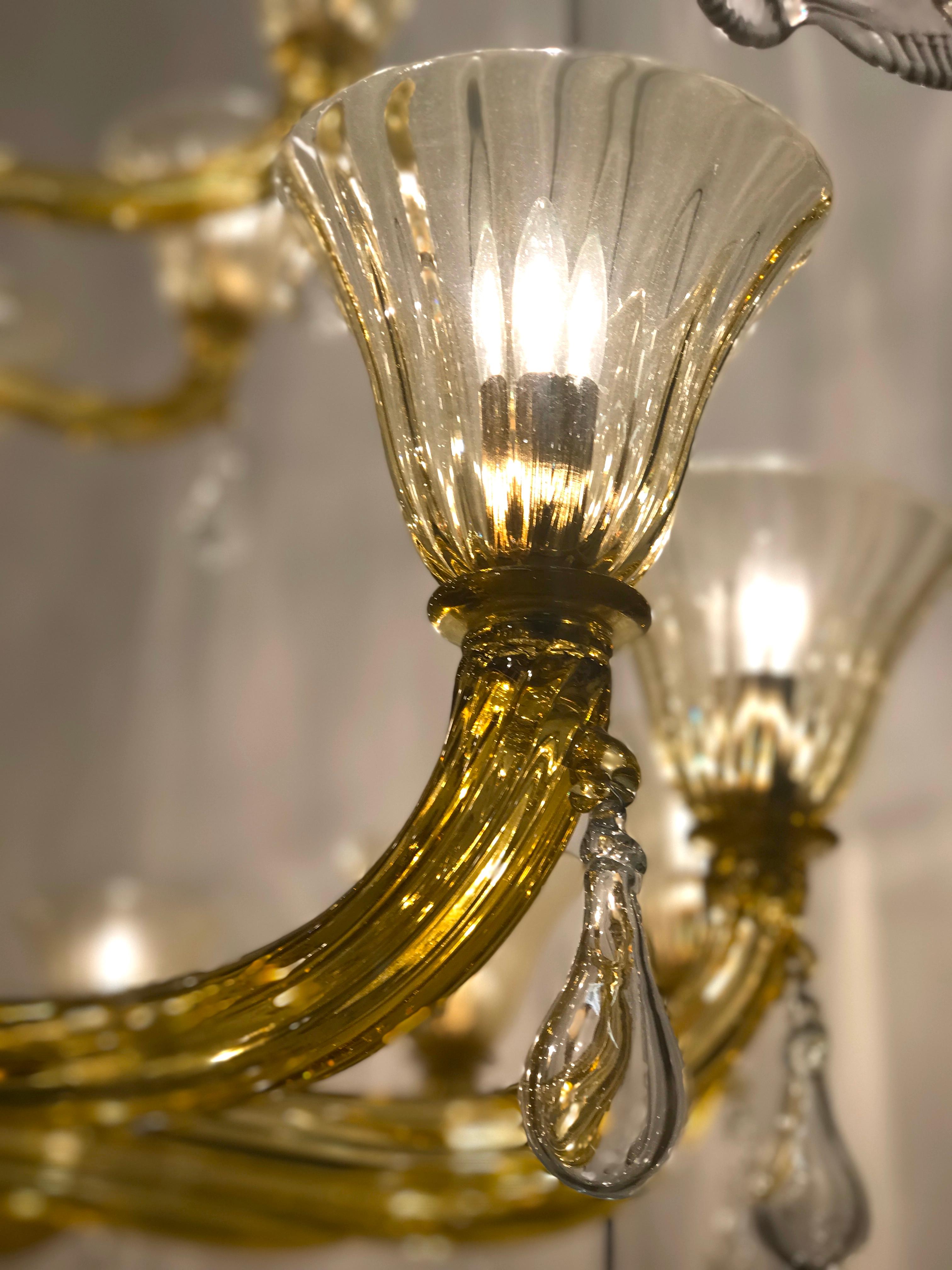 Venini Amber Gold Extraordinary Original Murano Glass Chandelier, 1960 4