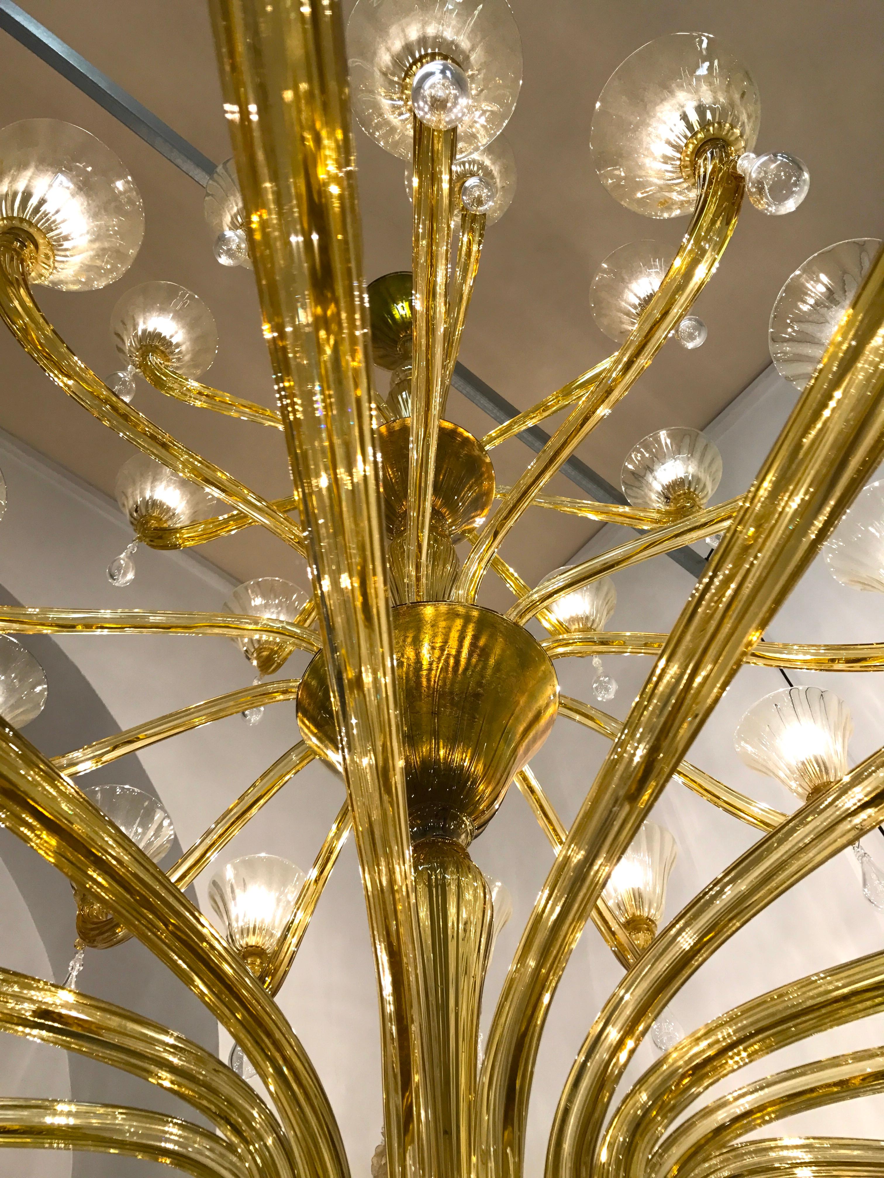 Venini Amber Gold Extraordinary Original Murano Glass Chandelier, 1960 5
