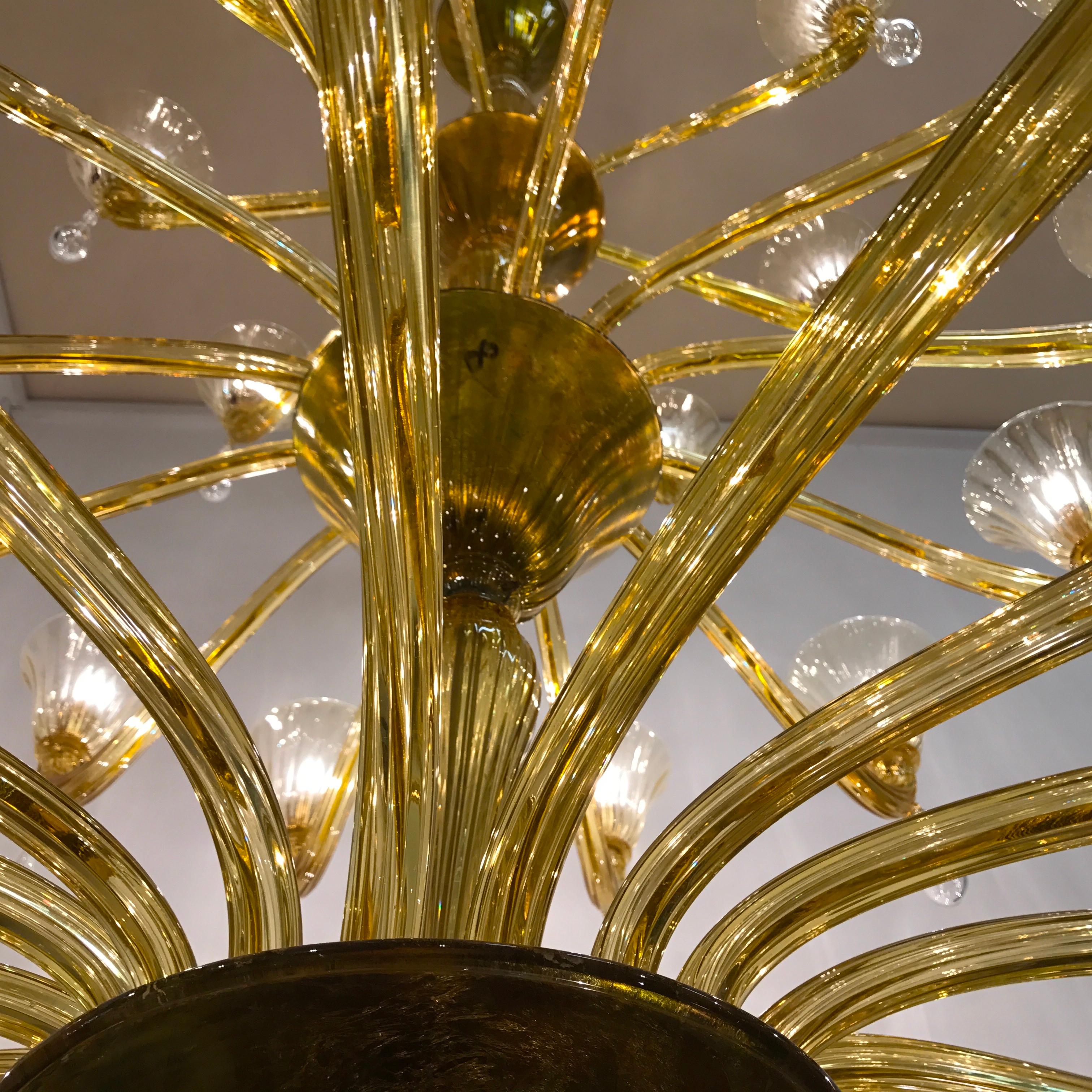 Venini Amber Gold Extraordinary Original Murano Glass Chandelier, 1960 8