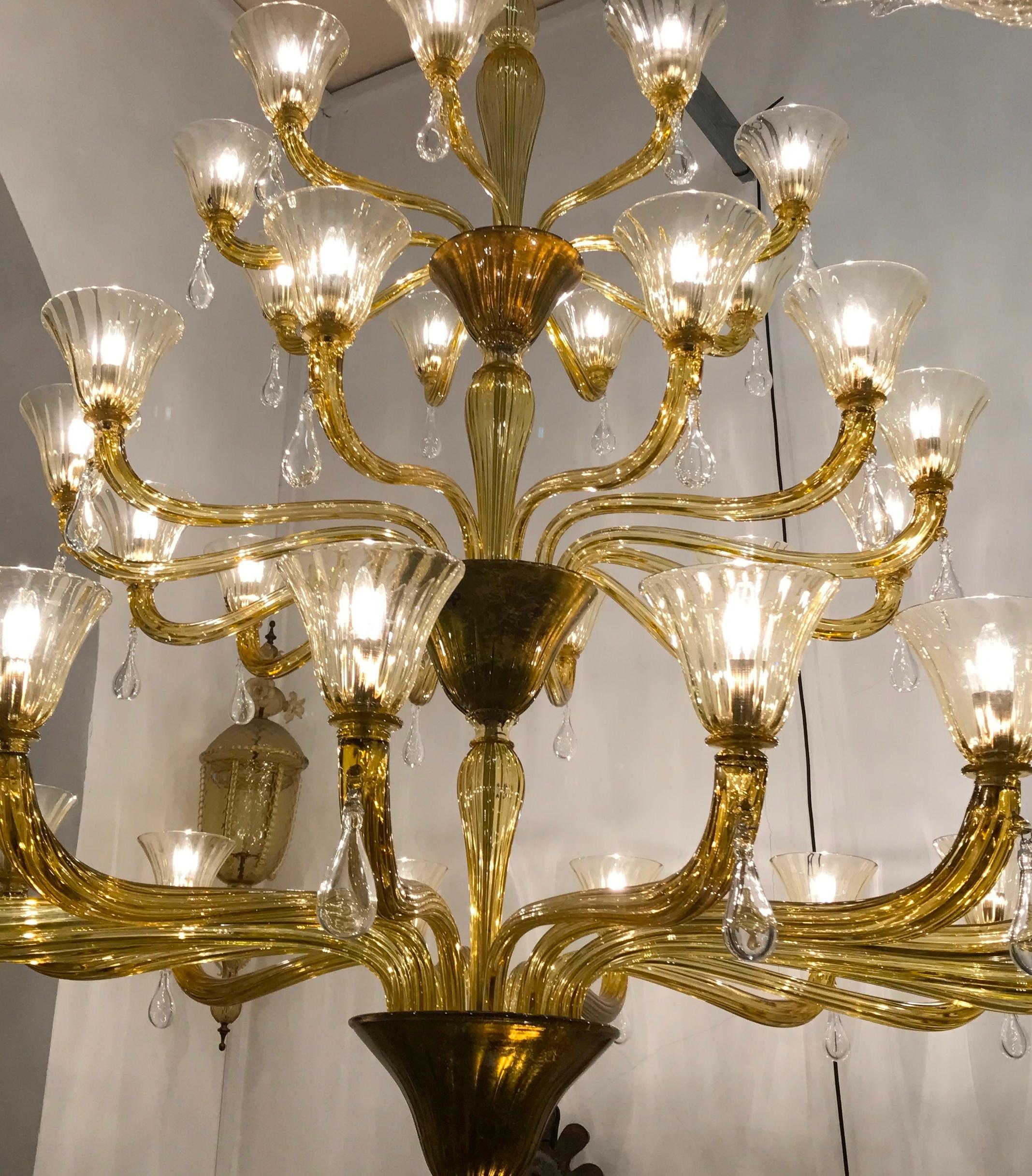 Venini Amber Gold Extraordinary Original Murano Glass Chandelier, 1960 9