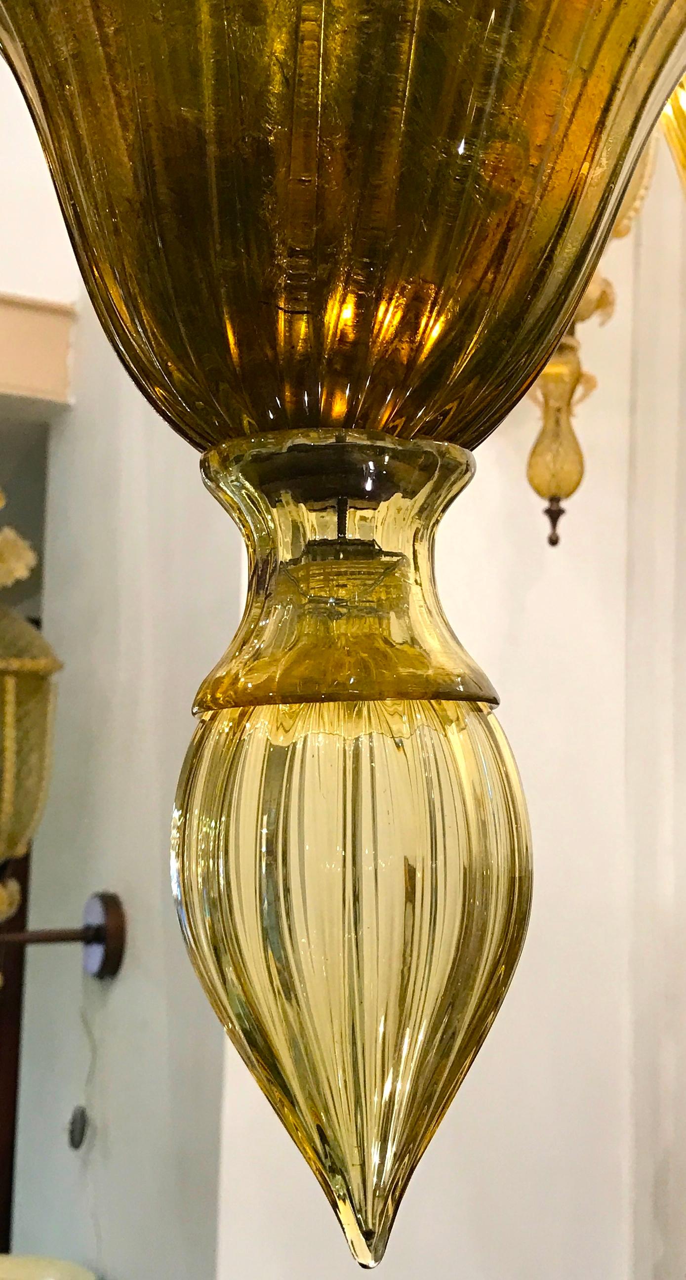 Venini Amber Gold Extraordinary Original Murano Glass Chandelier, 1960 1