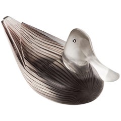Venini Anatre Glass Duck Sculpture in Black & Crystal by Toni Zuccheri