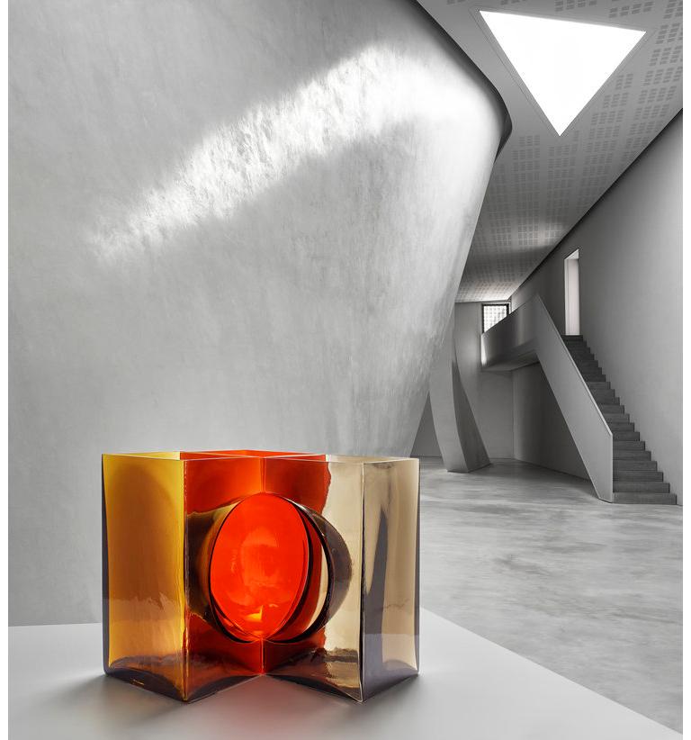 Moderne Vase Cosmos de Venini Ando en aigue-marine, raisin et menthe de Tadao Ando en vente