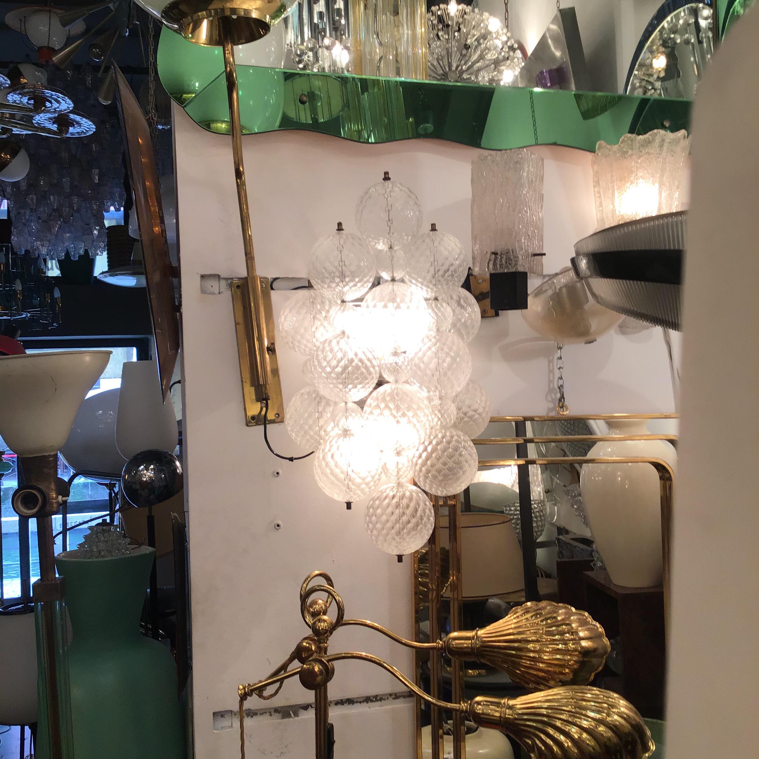 VENINI Applique #Balloton# Brass Murano Glass Iron 1957 Italy For Sale 10