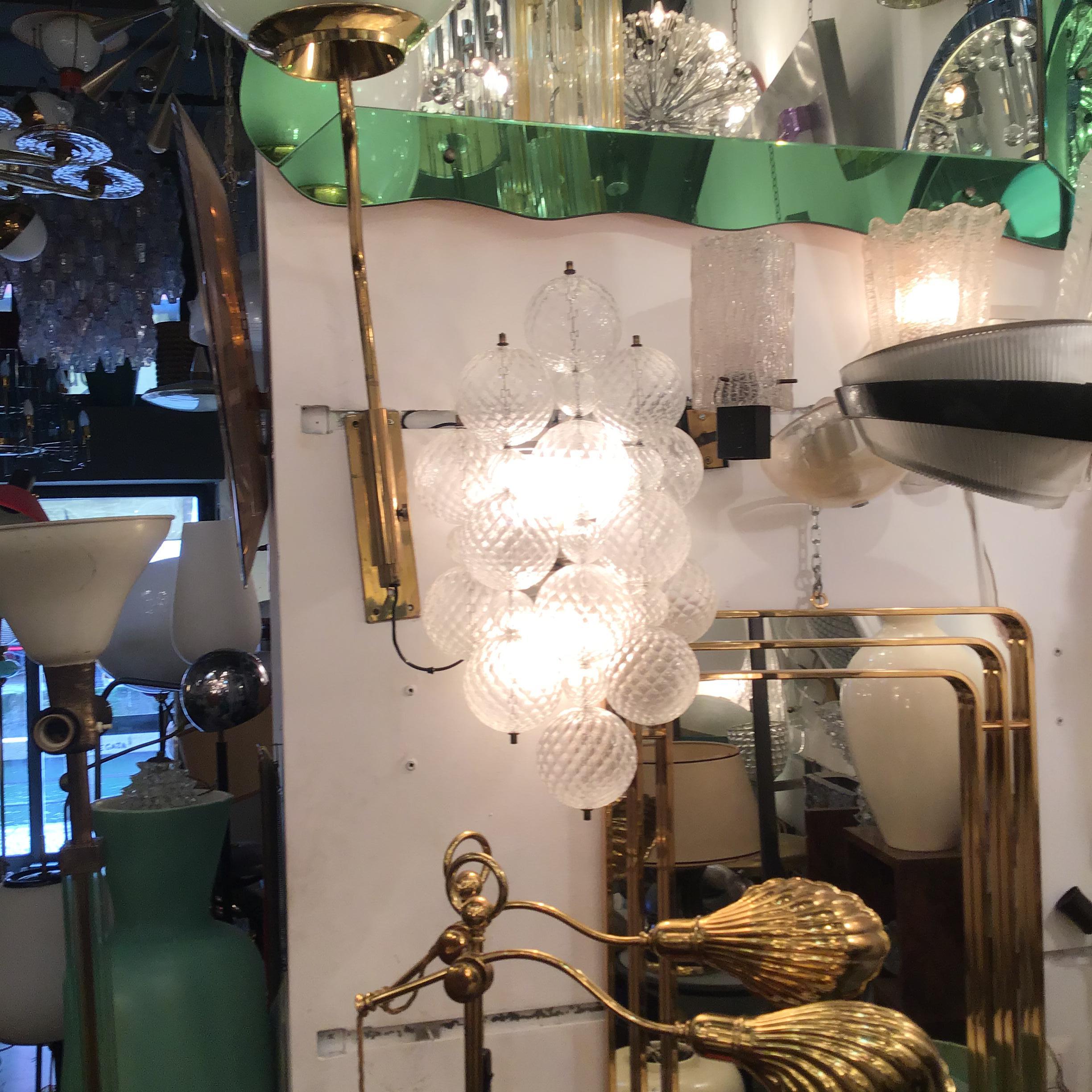 VENINI Applique #Balloton# Brass Murano Glass Iron 1957 Italy For Sale 11