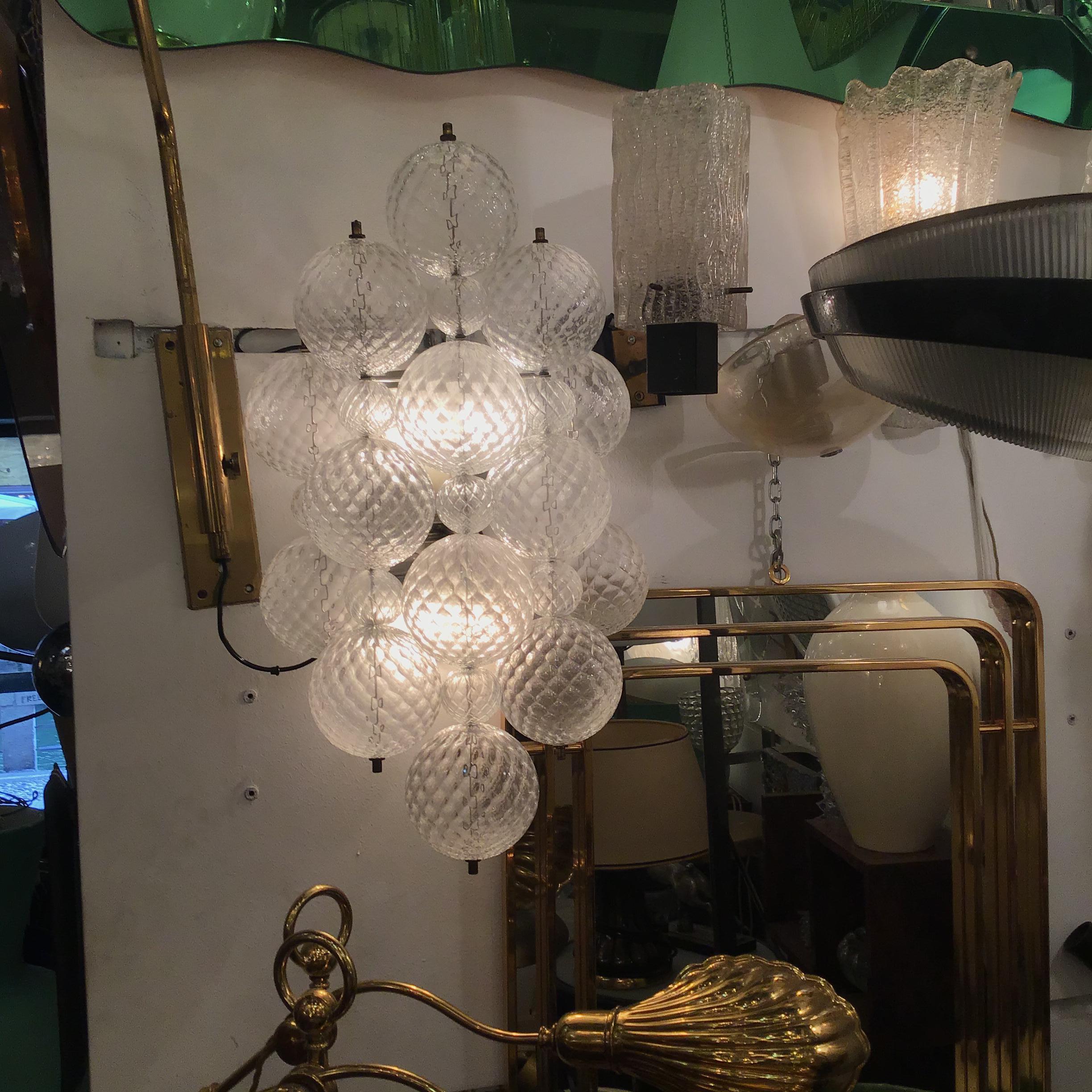 VENINI Applique #Balloton# Brass Murano Glass Iron 1957 Italy For Sale 12