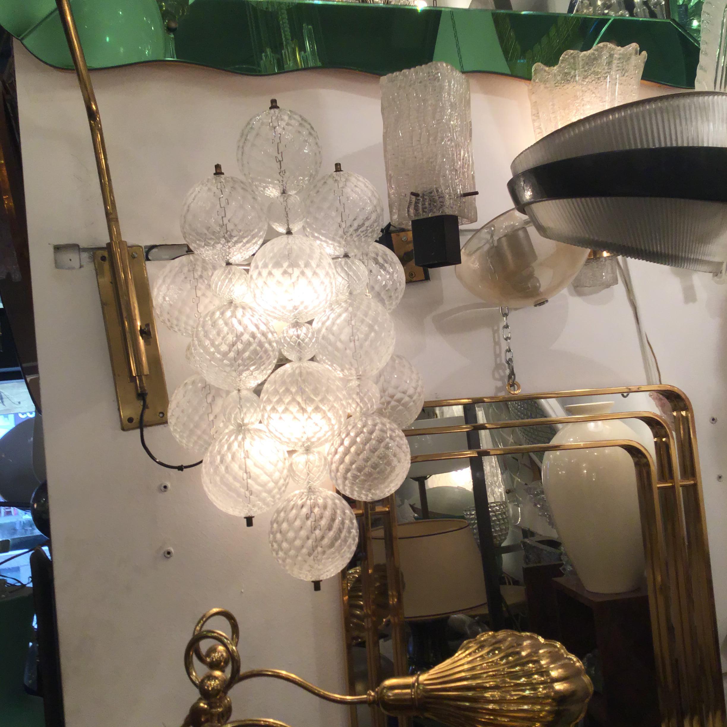 VENINI Applique #Balloton# Brass Murano Glass Iron 1957 Italy For Sale 13
