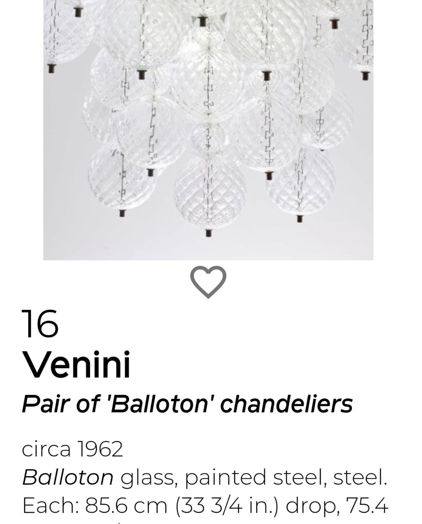 VENINI Applique #Balloton# Brass Murano Glass Iron 1957 Italy For Sale 14