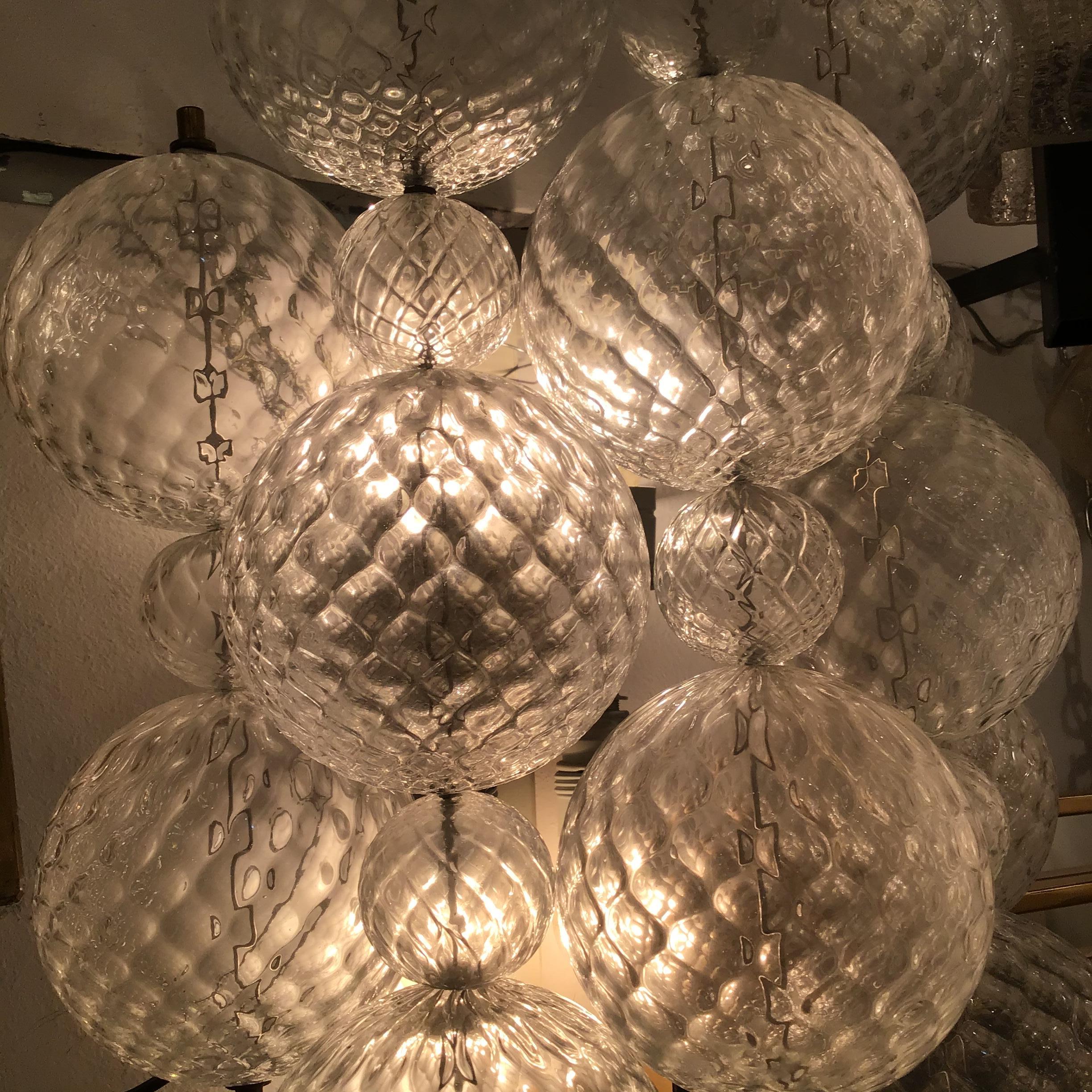VENINI Applique #Balloton# Brass Murano Glass Iron 1957 Italy In Excellent Condition For Sale In Milano, IT