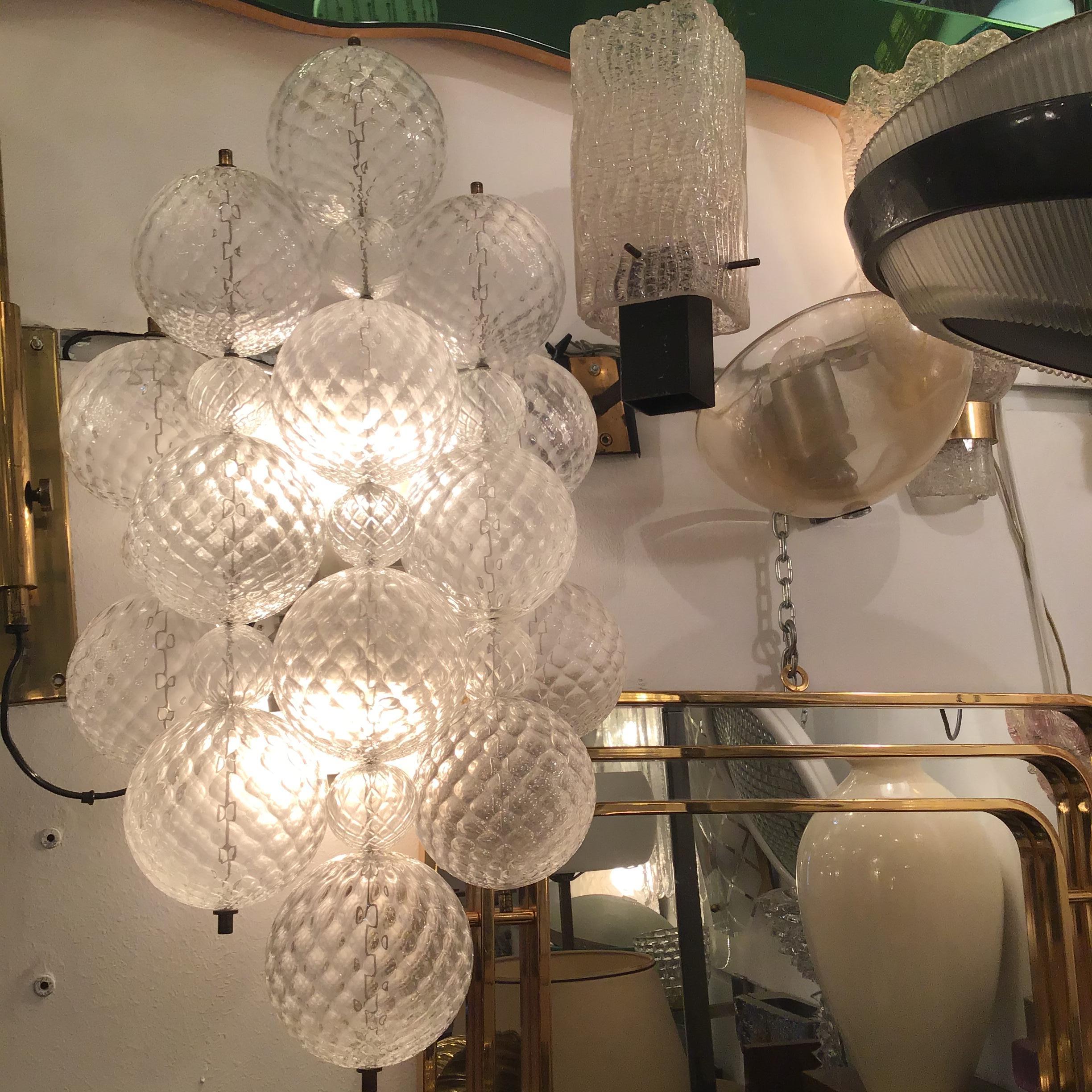 VENINI Applique #Balloton# Brass Murano Glass Iron 1957 Italy For Sale 2