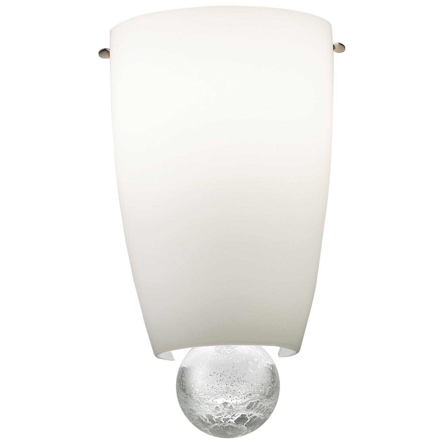 Venini Argea Wall Light in Milk White with Chrome Hardware For Sale