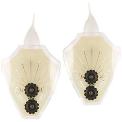 Art Deco Glass Pastel Green Lacquered & Burnished Bronze Structure