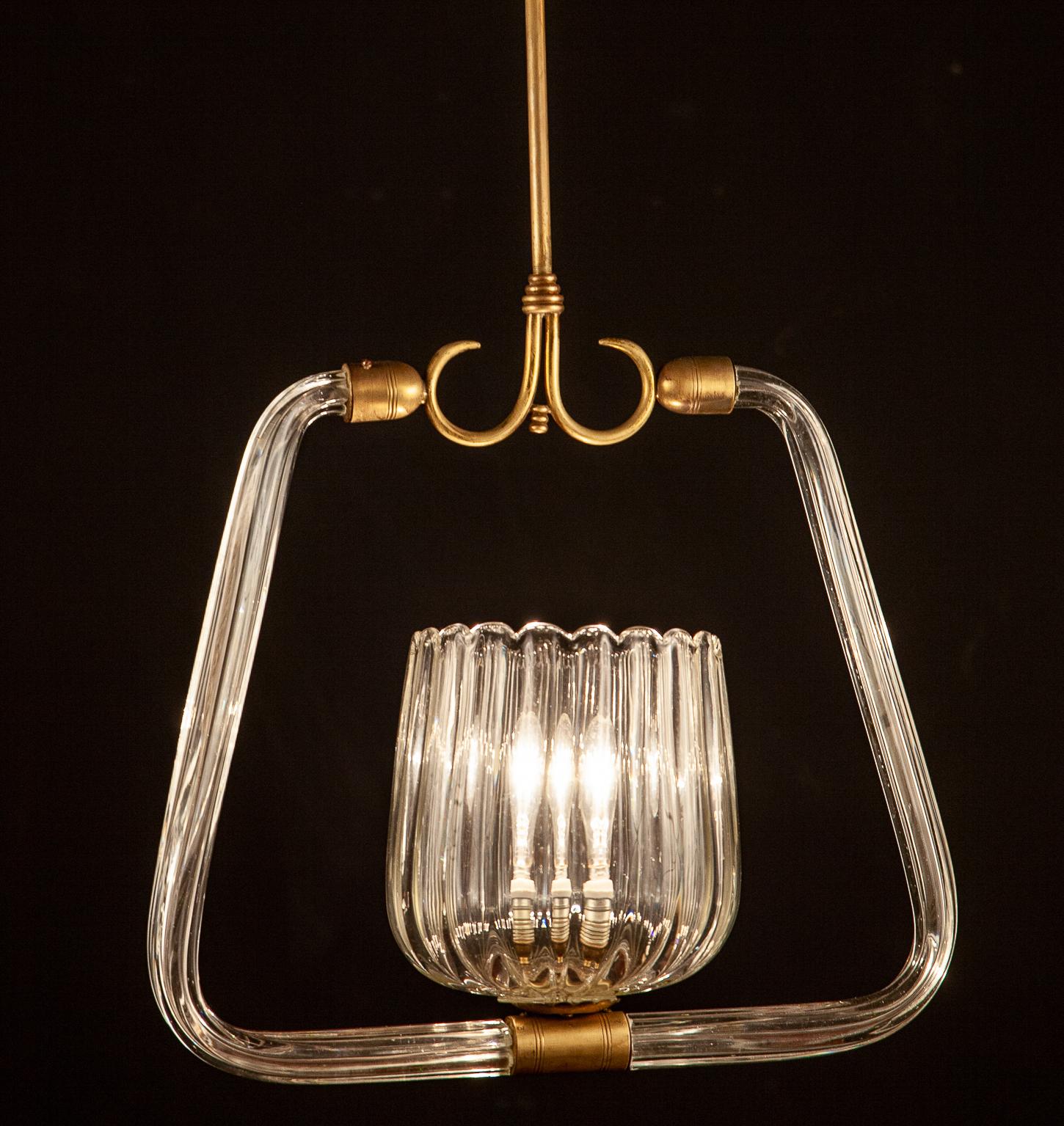 Lanterne élégante en forme de gazon de Murano Art Déco de Venini attribuée à Gio Ponti, 1940 en vente 4