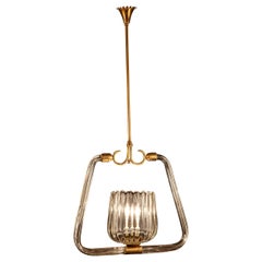 Venini Art Deco Murano Grass Elegant Lantern Attributed to Gio Ponti, 1940