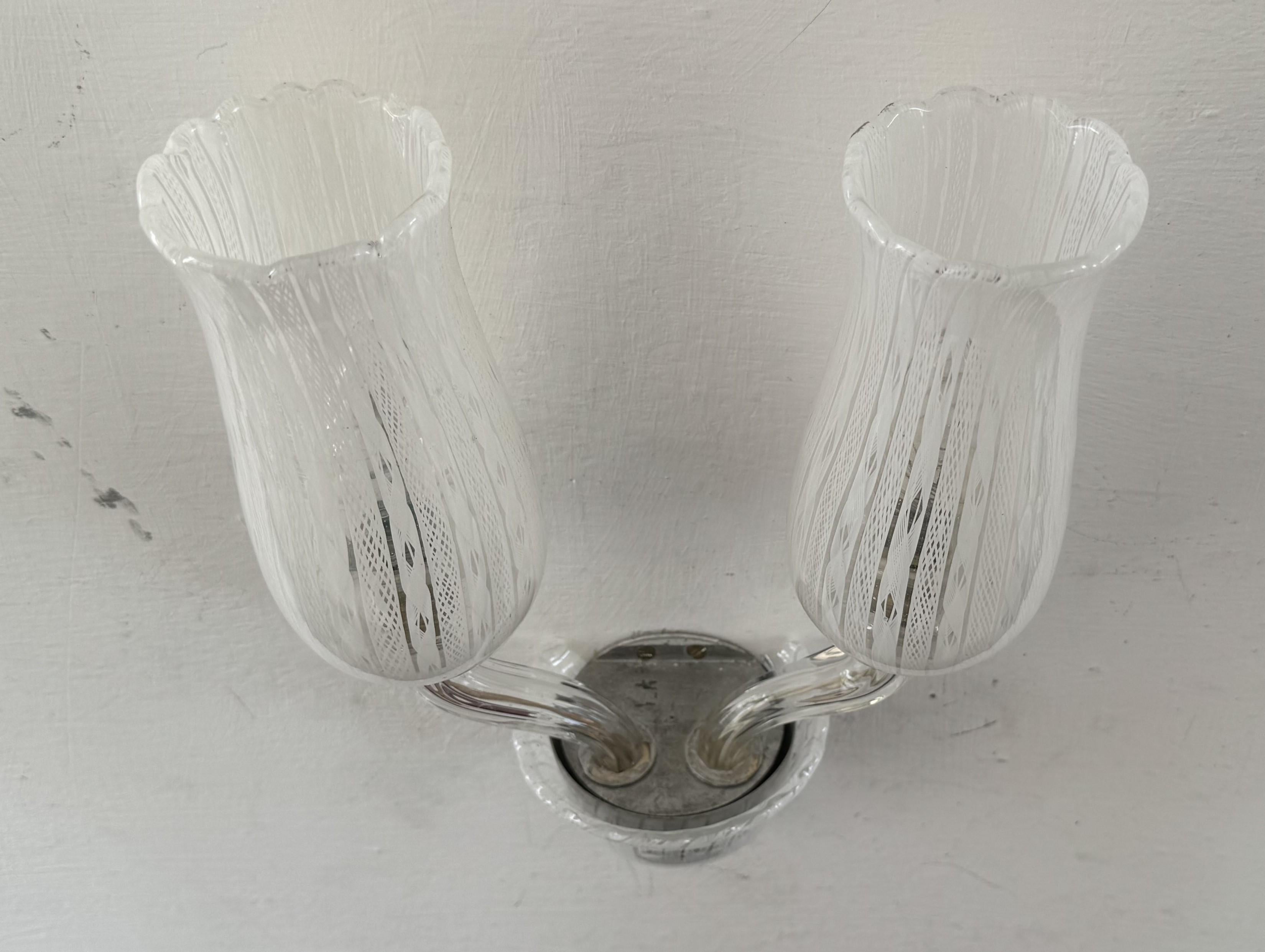 Venini Art Deco Sconce by Carlo Scarpa in Zanfirico Murano Glass, circa 1930 For Sale 5