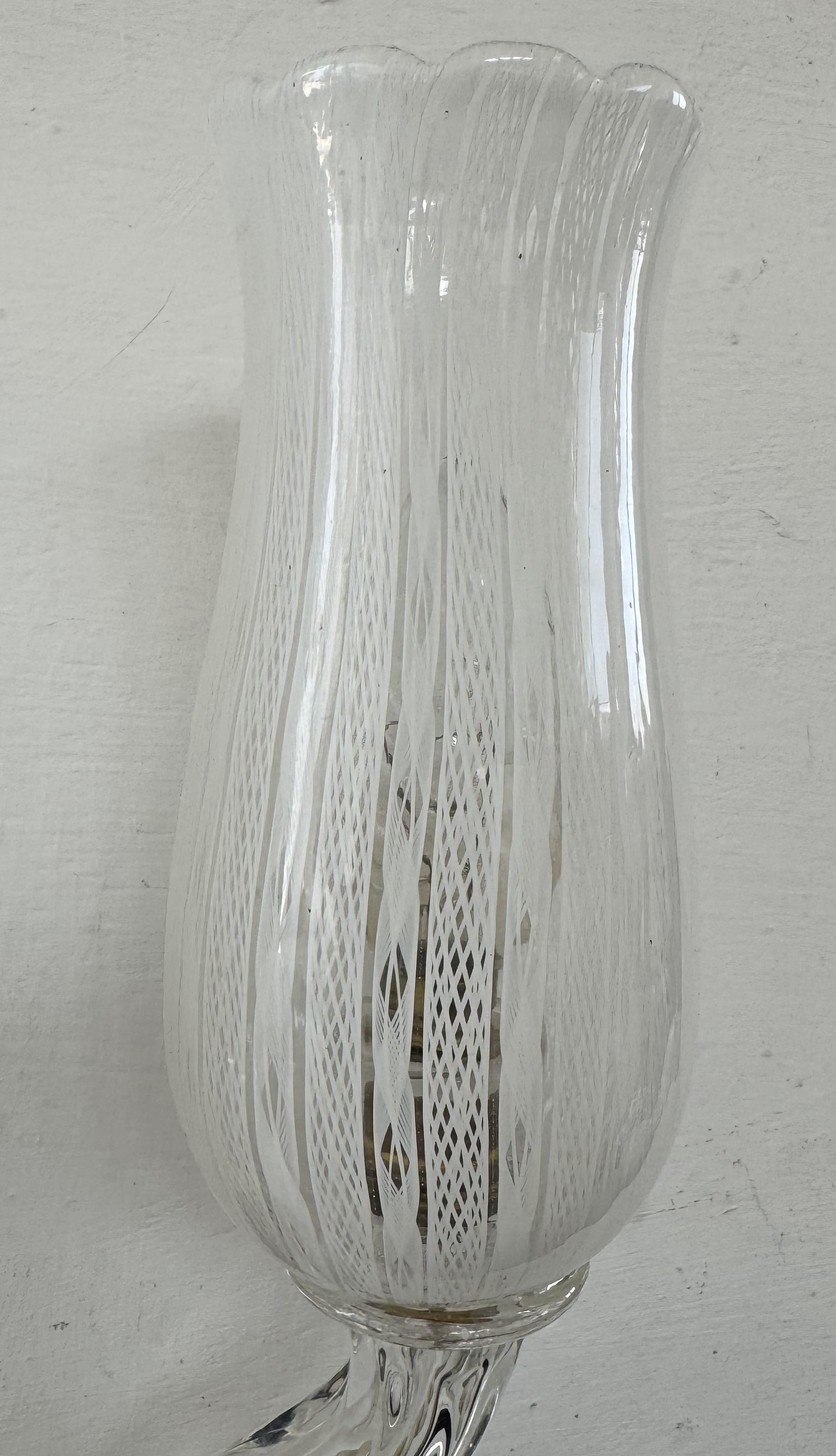 Lámpara Venini Art Decó de Carlo Scarpa en cristal de Murano Zanfirico, hacia 1930 Cristal de Murano en venta