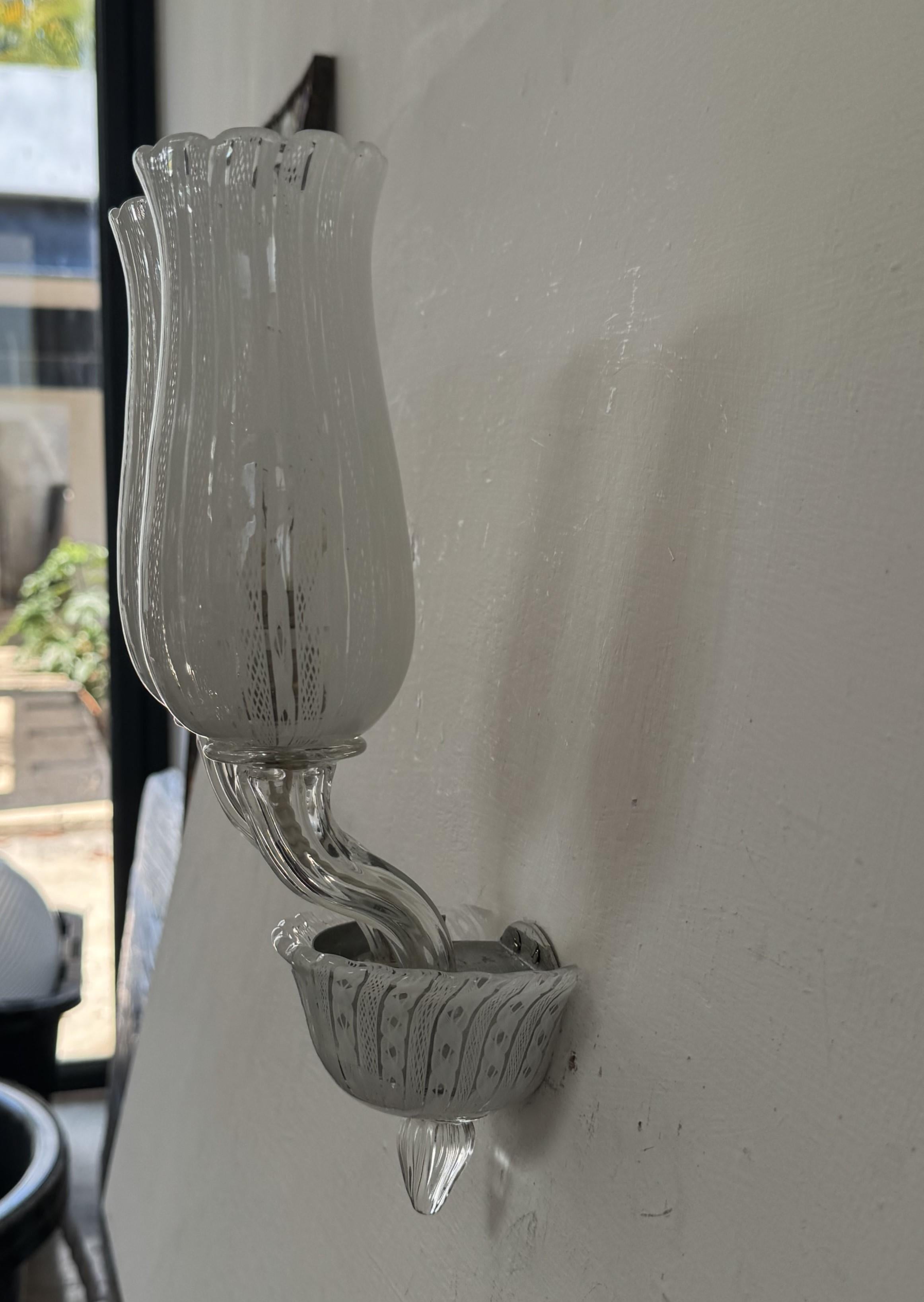 Lámpara Venini Art Decó de Carlo Scarpa en cristal de Murano Zanfirico, hacia 1930 en venta 3