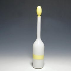 Venini Art Glass Bottle with Fasce Decoration in Yellow, Murano 1950s