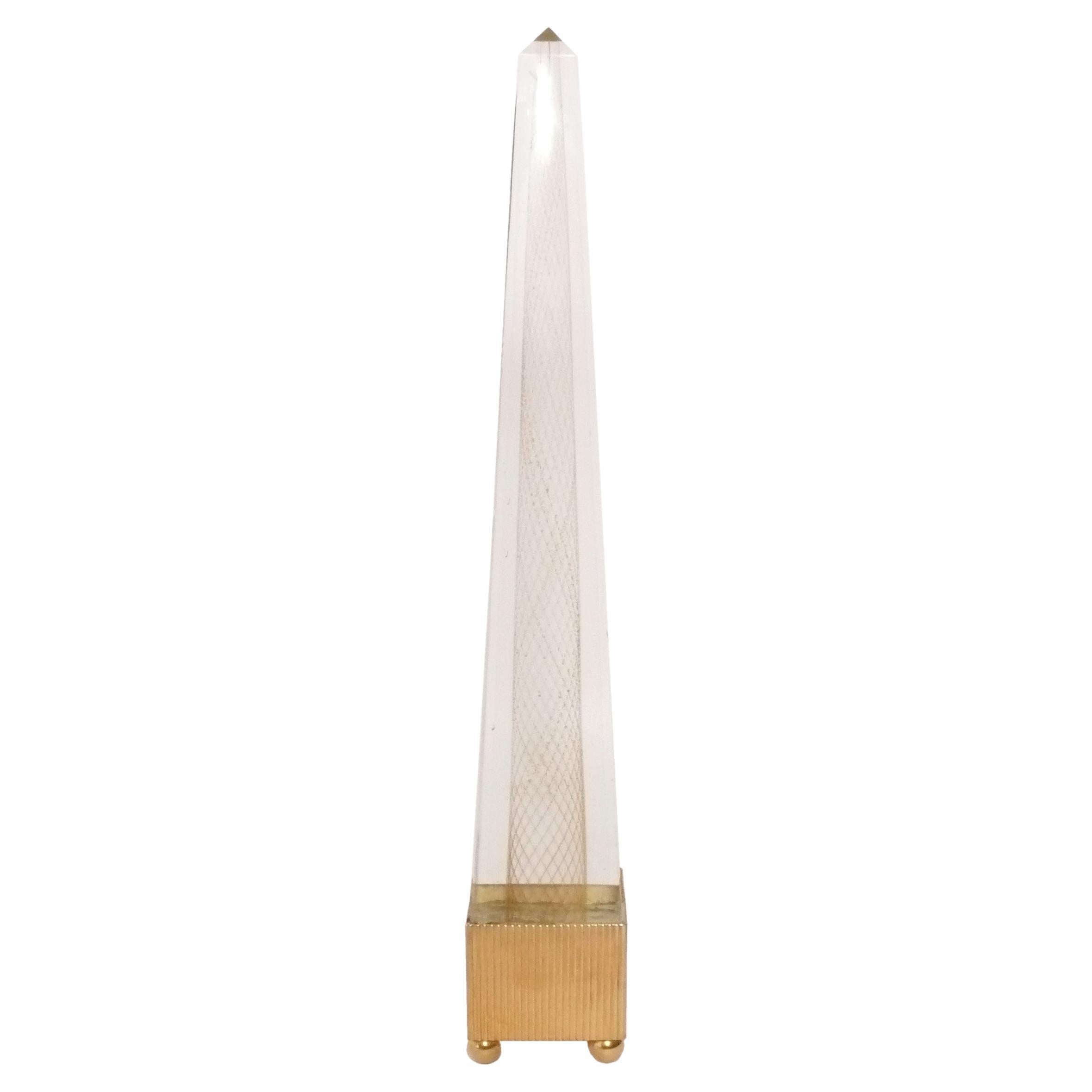 Venini Kunstglas Obelisk mit Goldeinschlüssen Mid Century Modern Elegance im Angebot