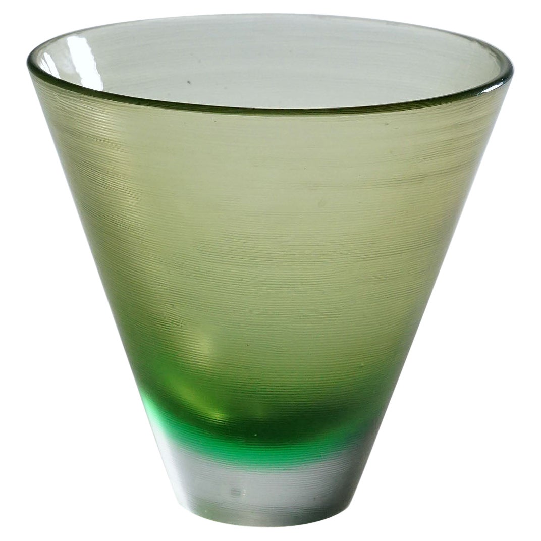 Vase en verre d'art Venini avec décoration Inciso de Paolo Venini, Murano 1956