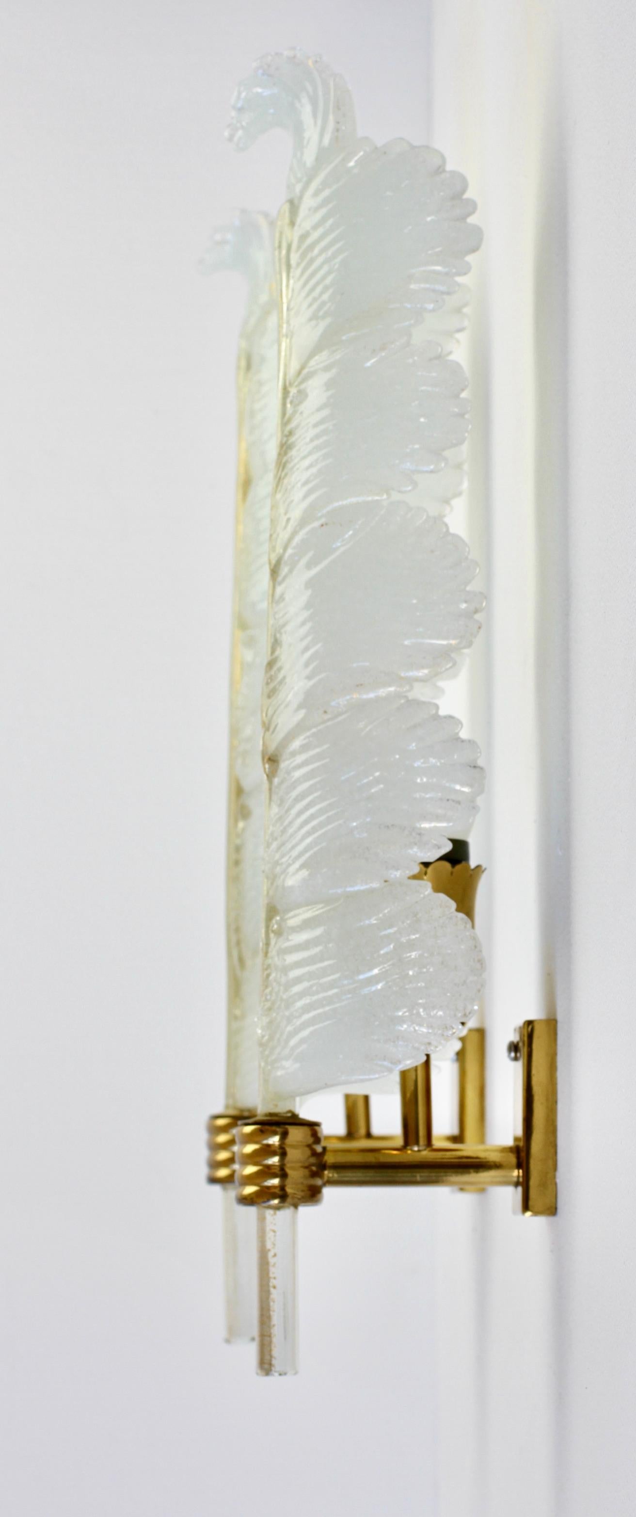 Italian Venini 'attr.' Pair of Gold Leaf Murano Glass Brass Sconces, Wall Lights c.1940s