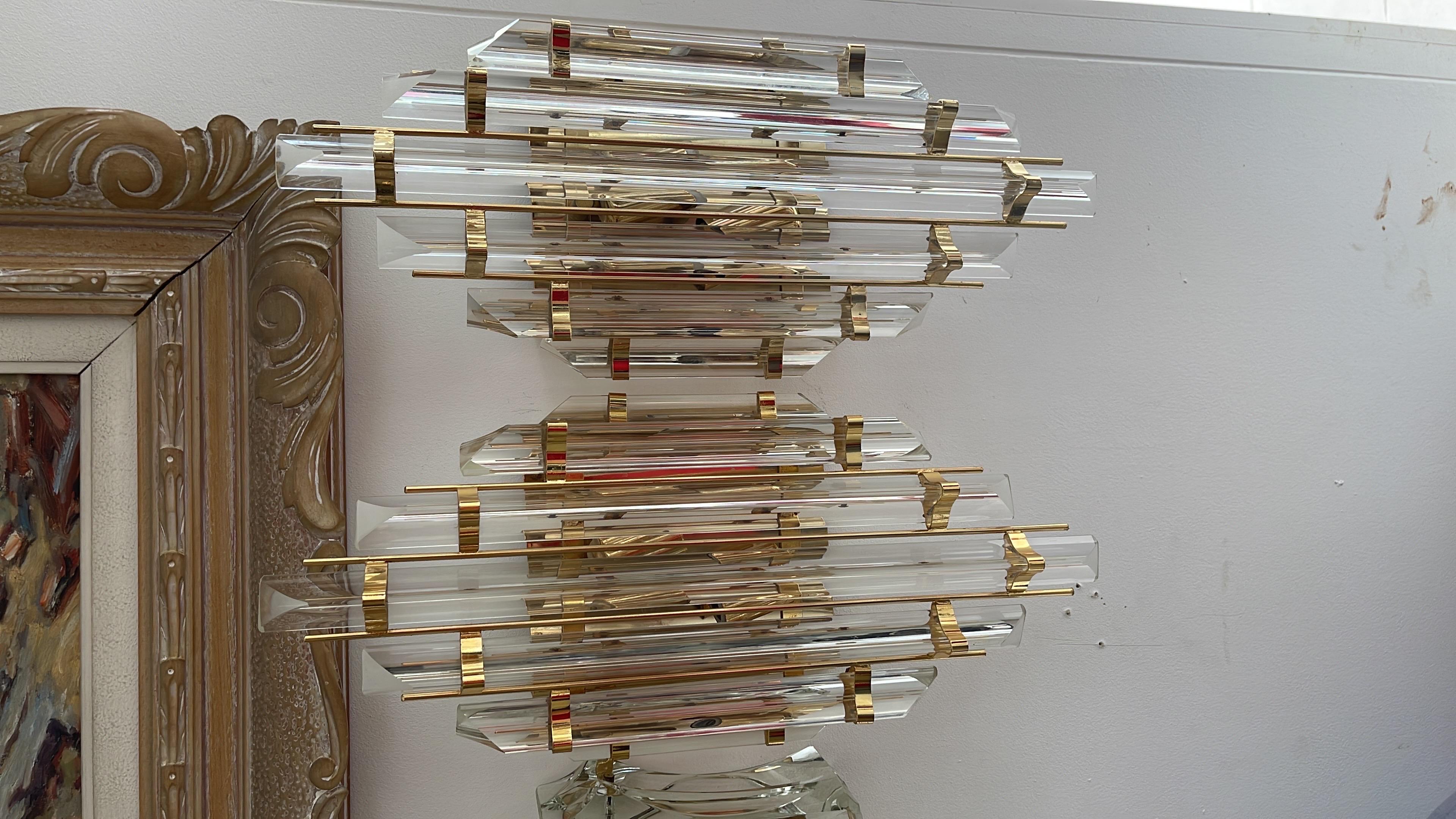 Hollywood Regency Applique murale Venini 4 unités verre cristal Murano  , Italie 1980