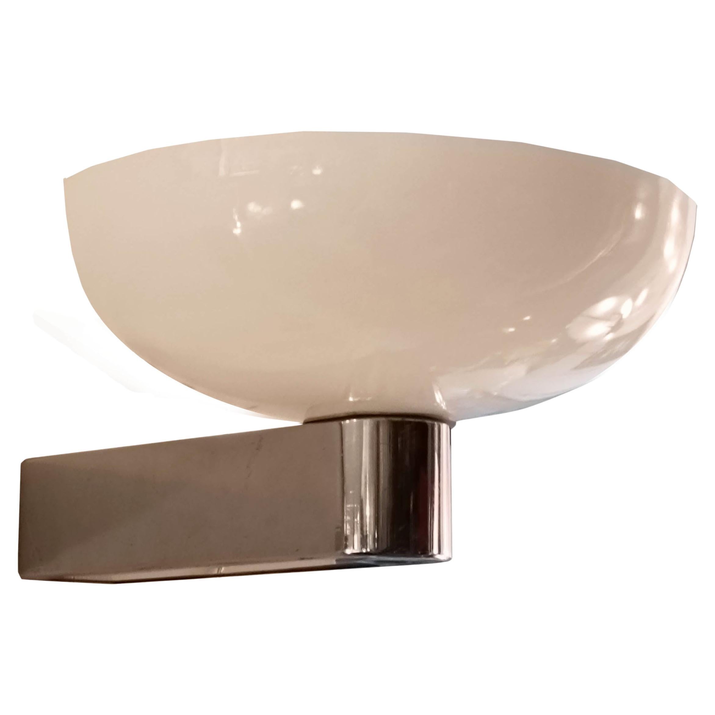 Venini Attrib. Chromed Brass and Murano Glass Wall Lamp, Italy 50s