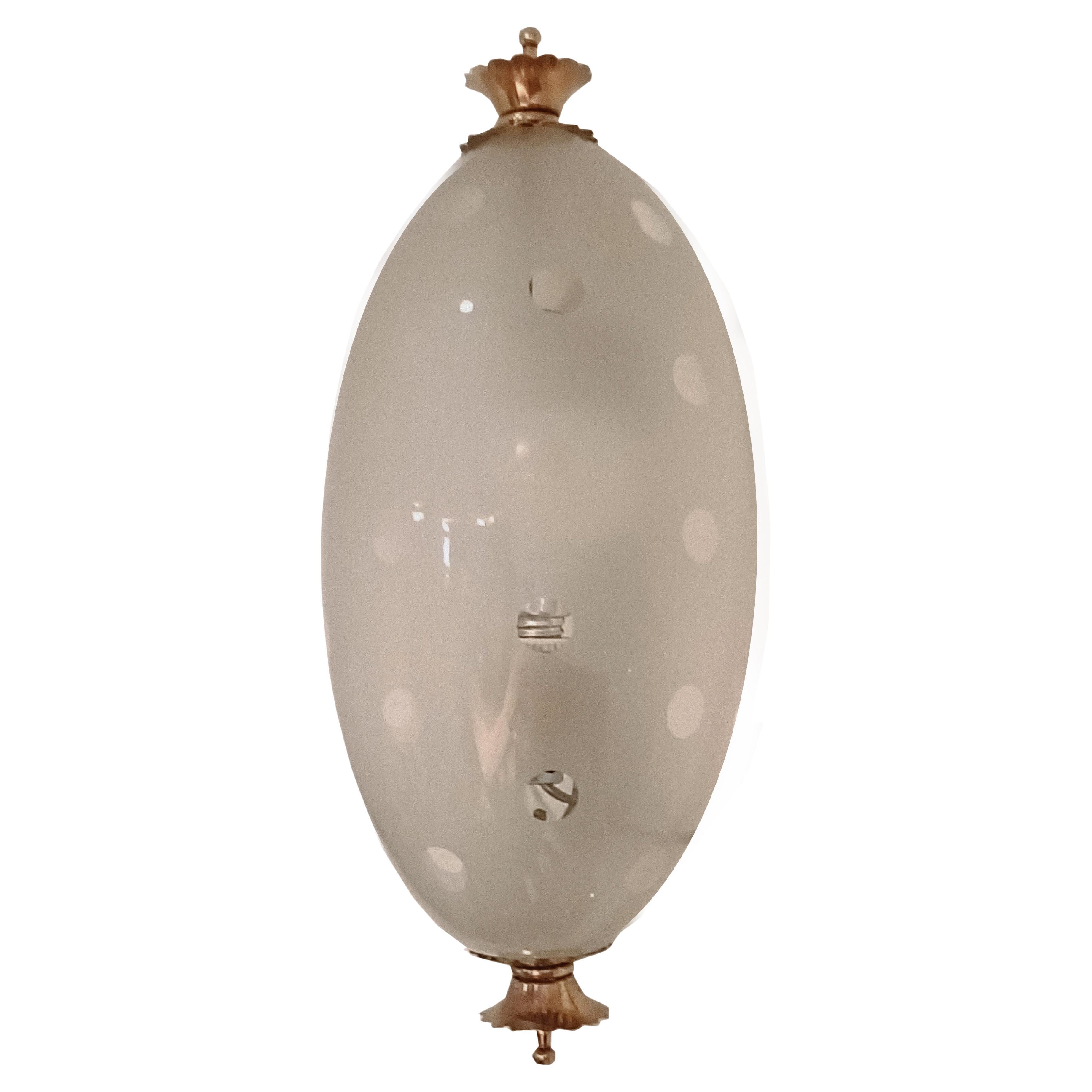 Venini Attrib. Murano Glass and Brass Wall Lamp, Italy 1940s