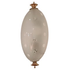 Venini Attrib. Murano Glass and Brass Wall Lamp, Italy 1940s