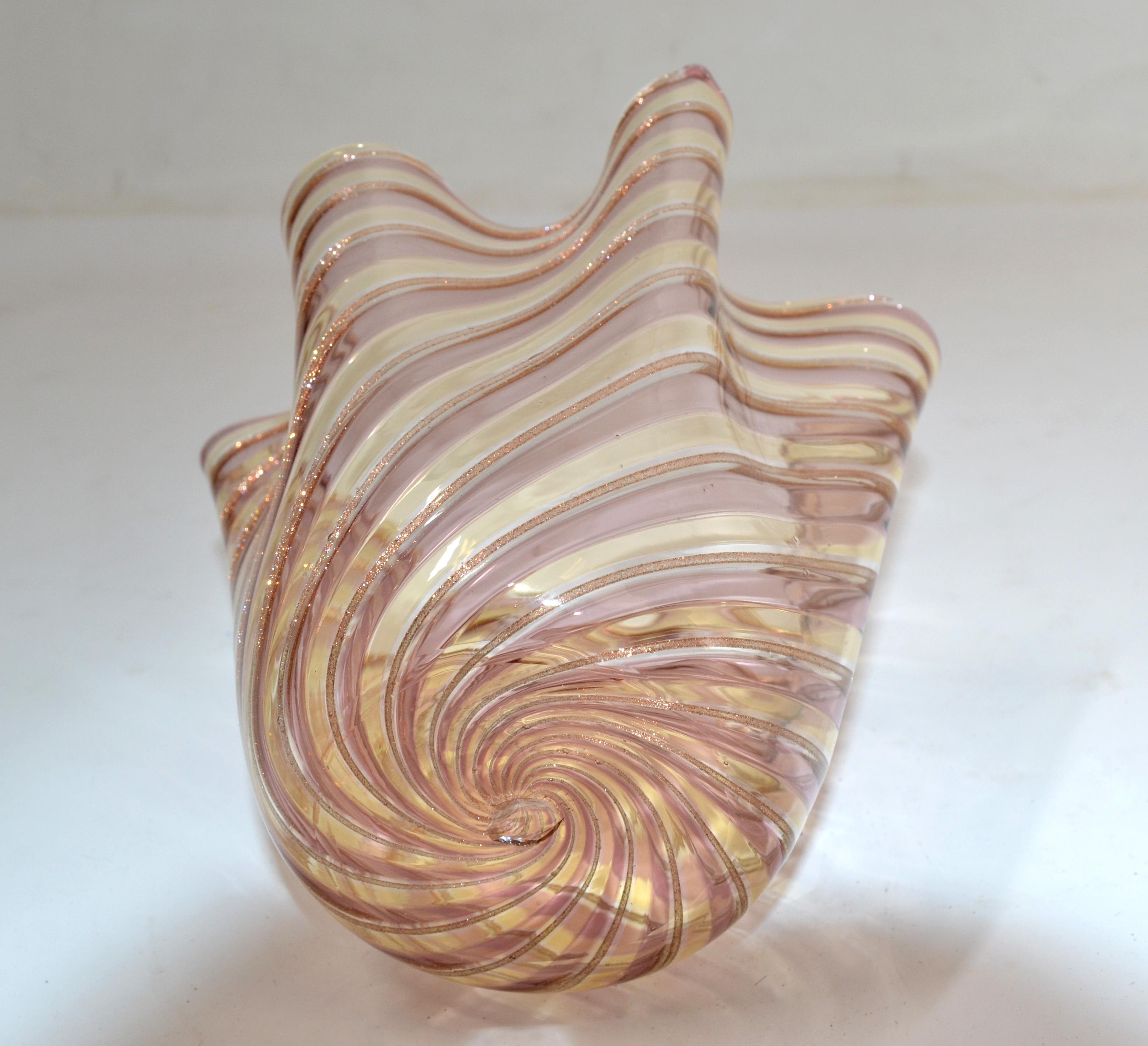 Venini zugeschrieben Bronze, Gold und klare Fazzoletto-Schale/Vase, Tafelaufsatz, Italien im Angebot 3