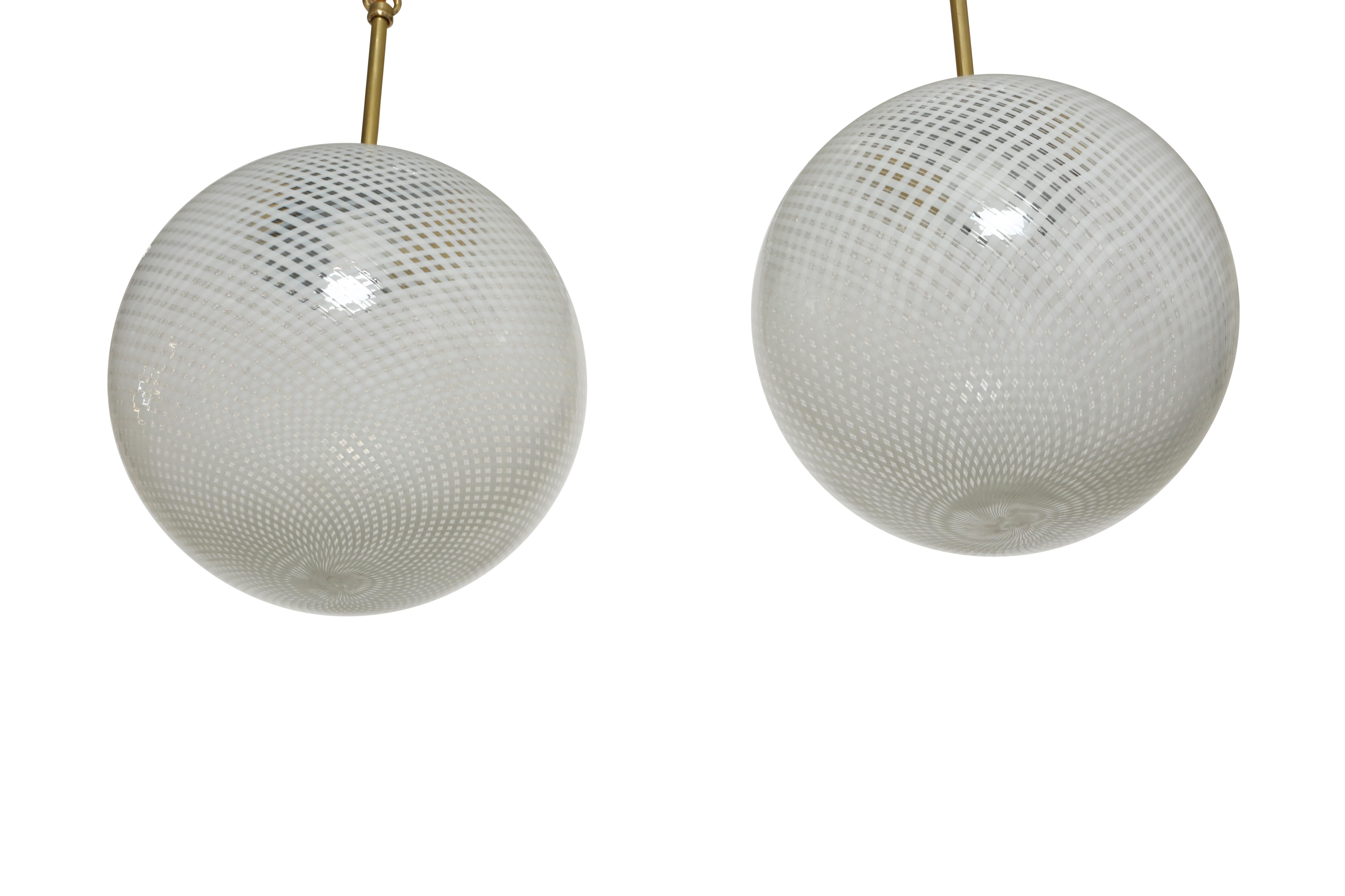 Mid-20th Century Venini Attributed Ceiling Lights, a Pair