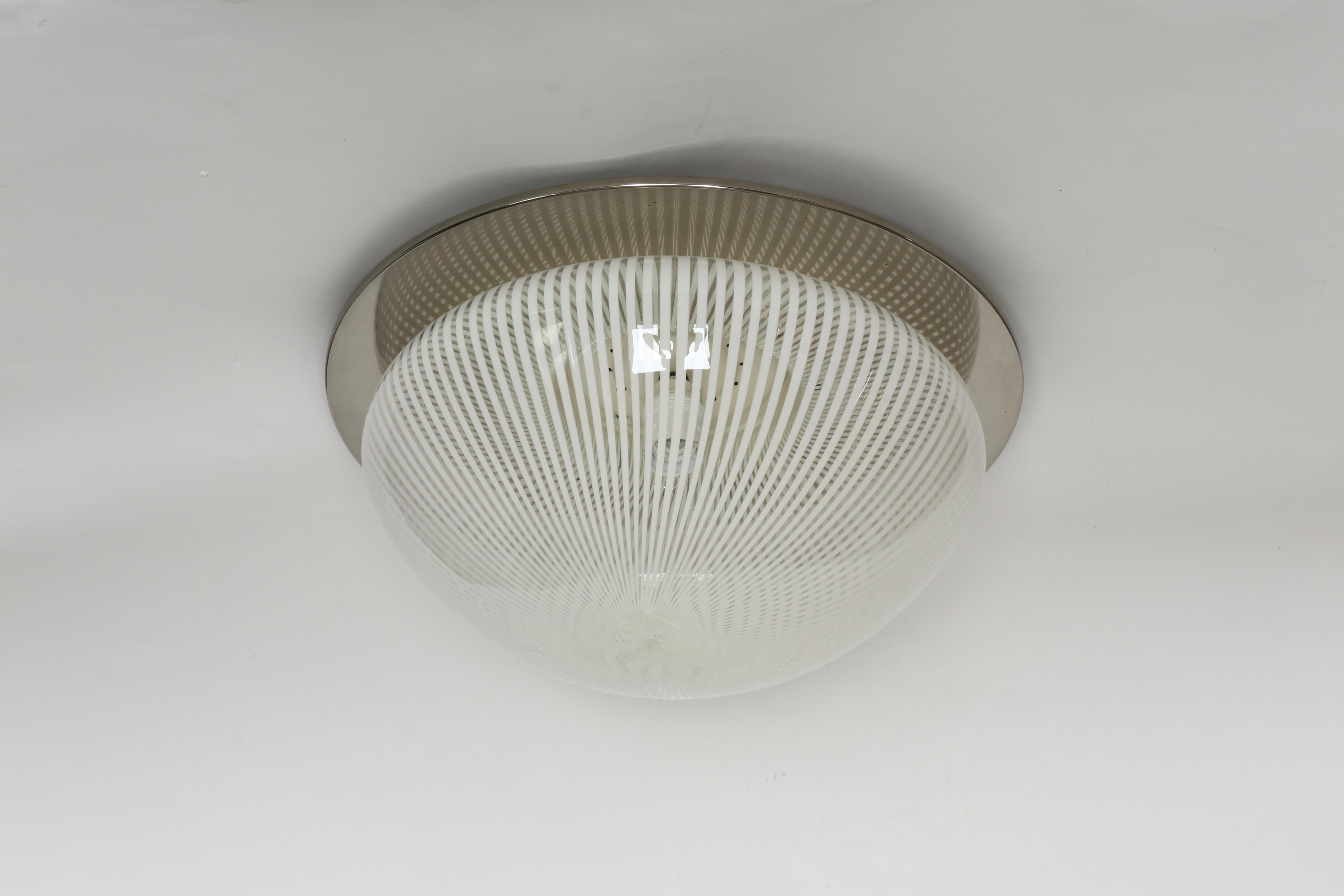 Venini attributed Murano Glass flush mount light, Iatly circa 1960s For Sale 6