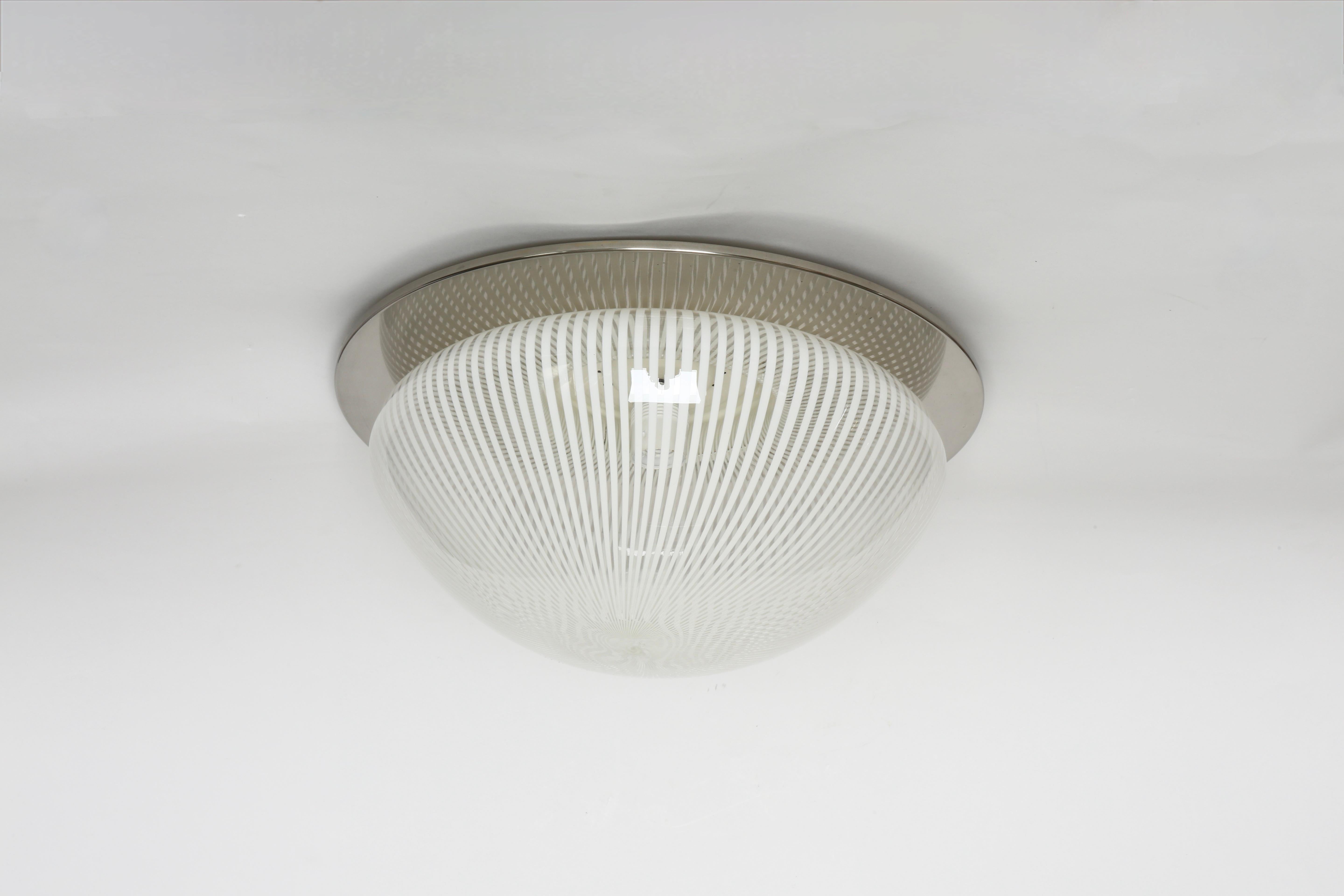 Venini attributed Murano Glass flush mount light, Iatly circa 1960s For Sale 8