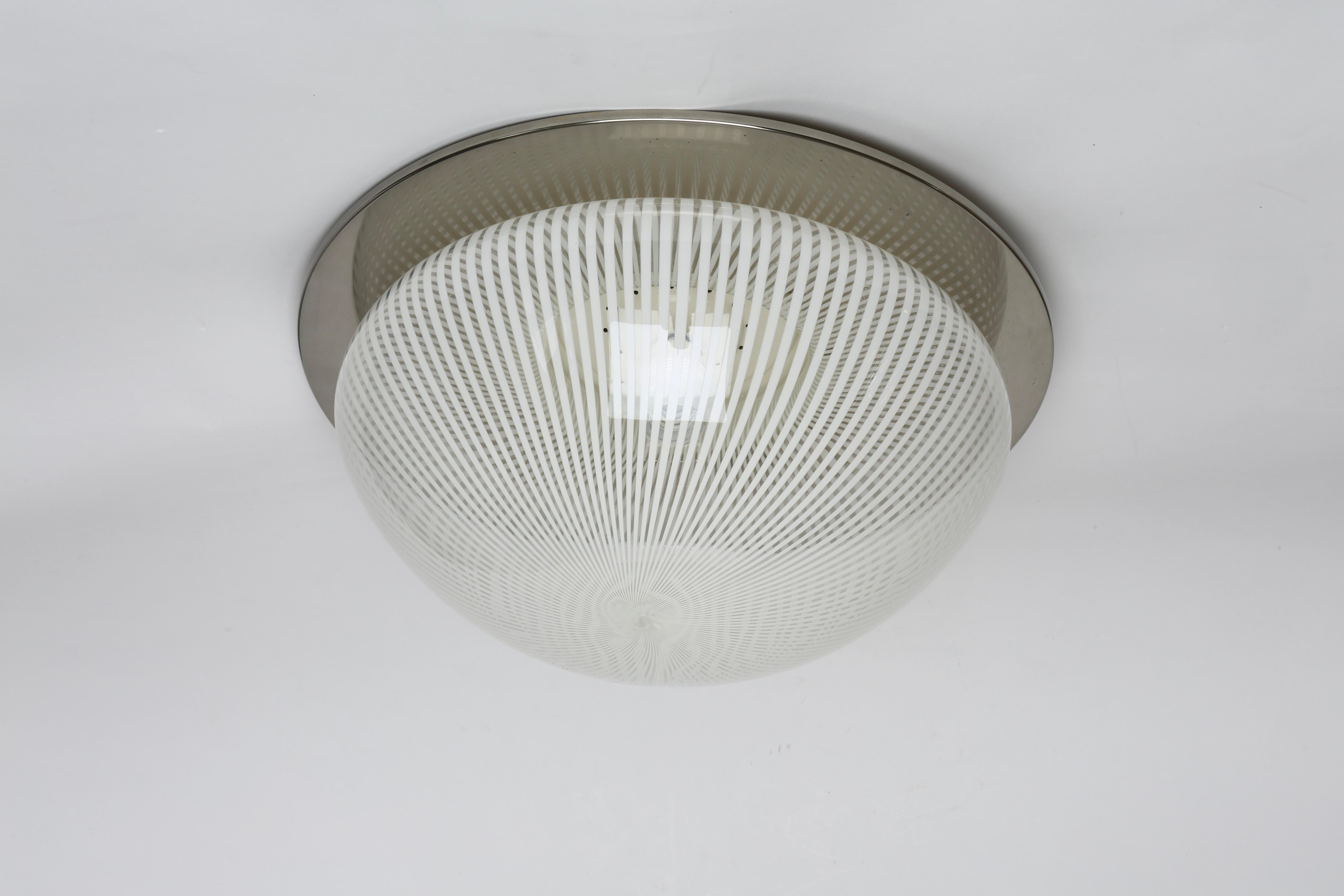 Venini attributed Murano Glass flush mount light, Iatly circa 1960s For Sale 9