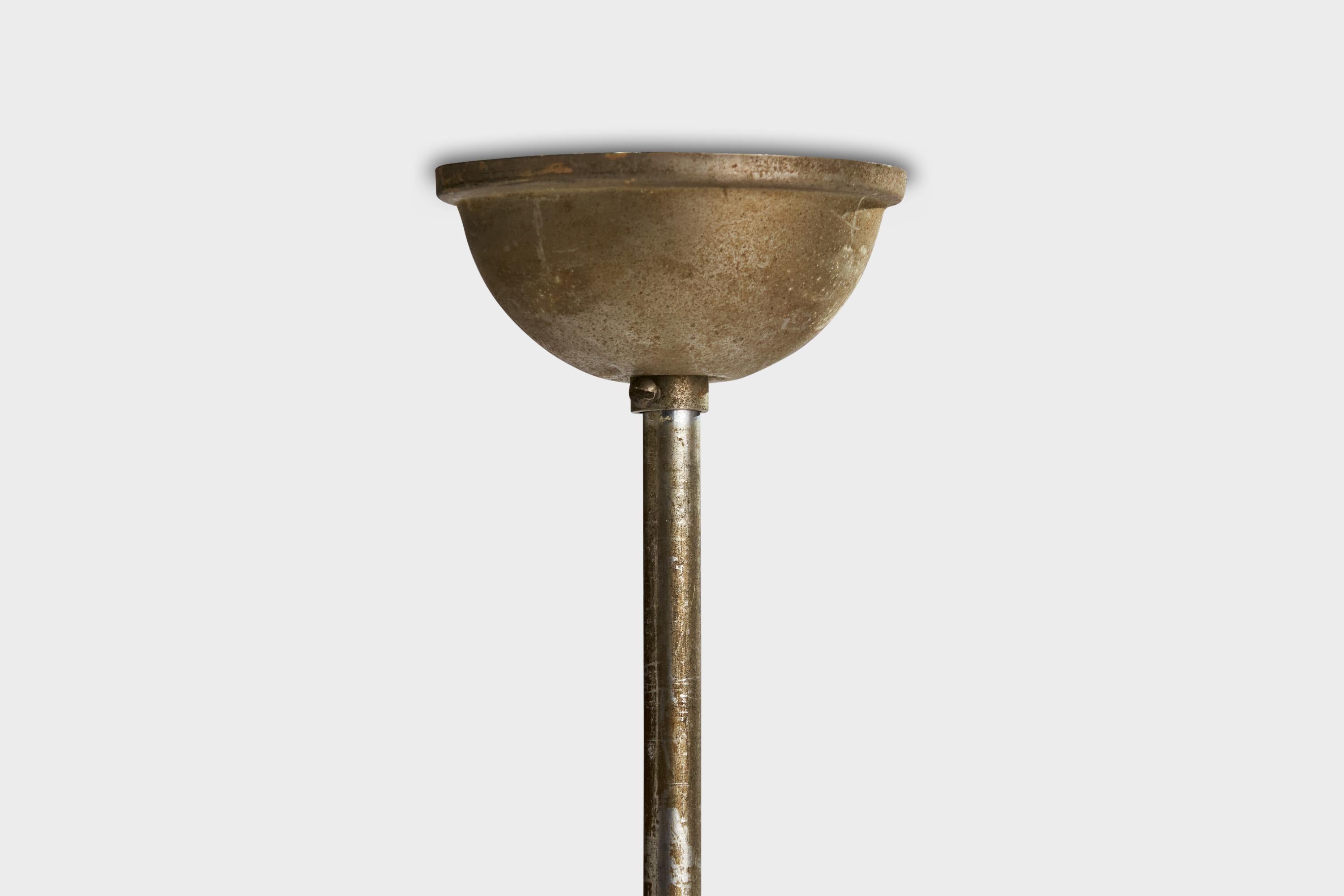 Venini Attribution, Pendant, Brass, Pulegoso Glass, Italy, 1930s For Sale 1