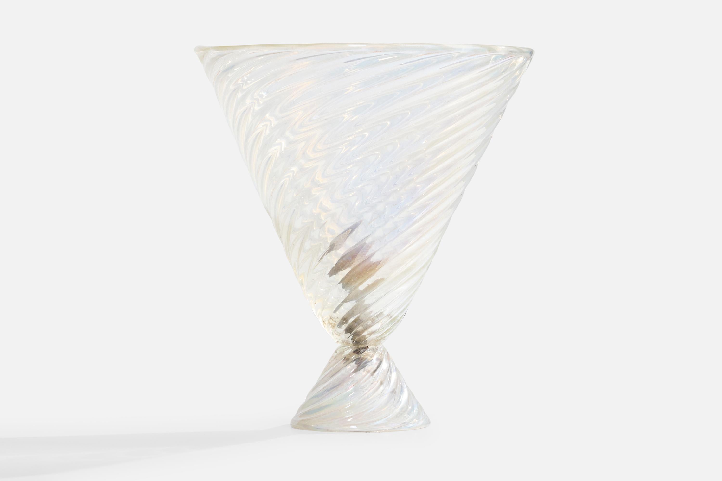 Lámpara de mesa de cristal de Murano atribuida a Venini, Italia, c. 1930.

Dimensiones de la lámpara (pulgadas): 12,4 
