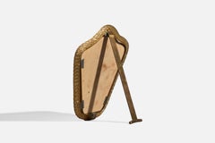 Venini Attribution, Table Mirror, Yellow Murano Glass, Brass, Italy, 1940s