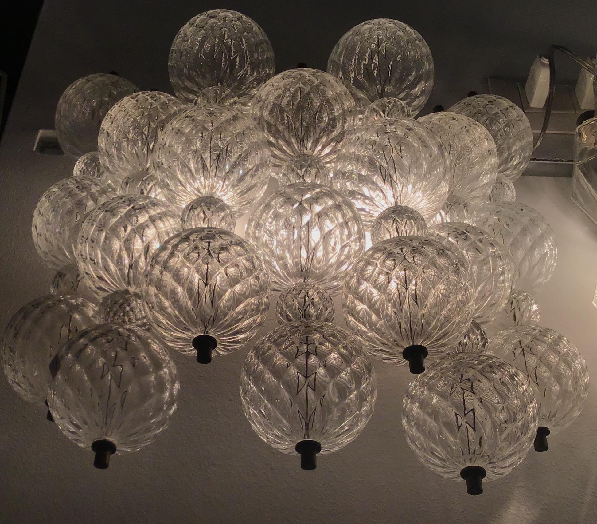 Venini “Balloton“ Sconces Brass Murano Glass Iron, 1957, Italy 6