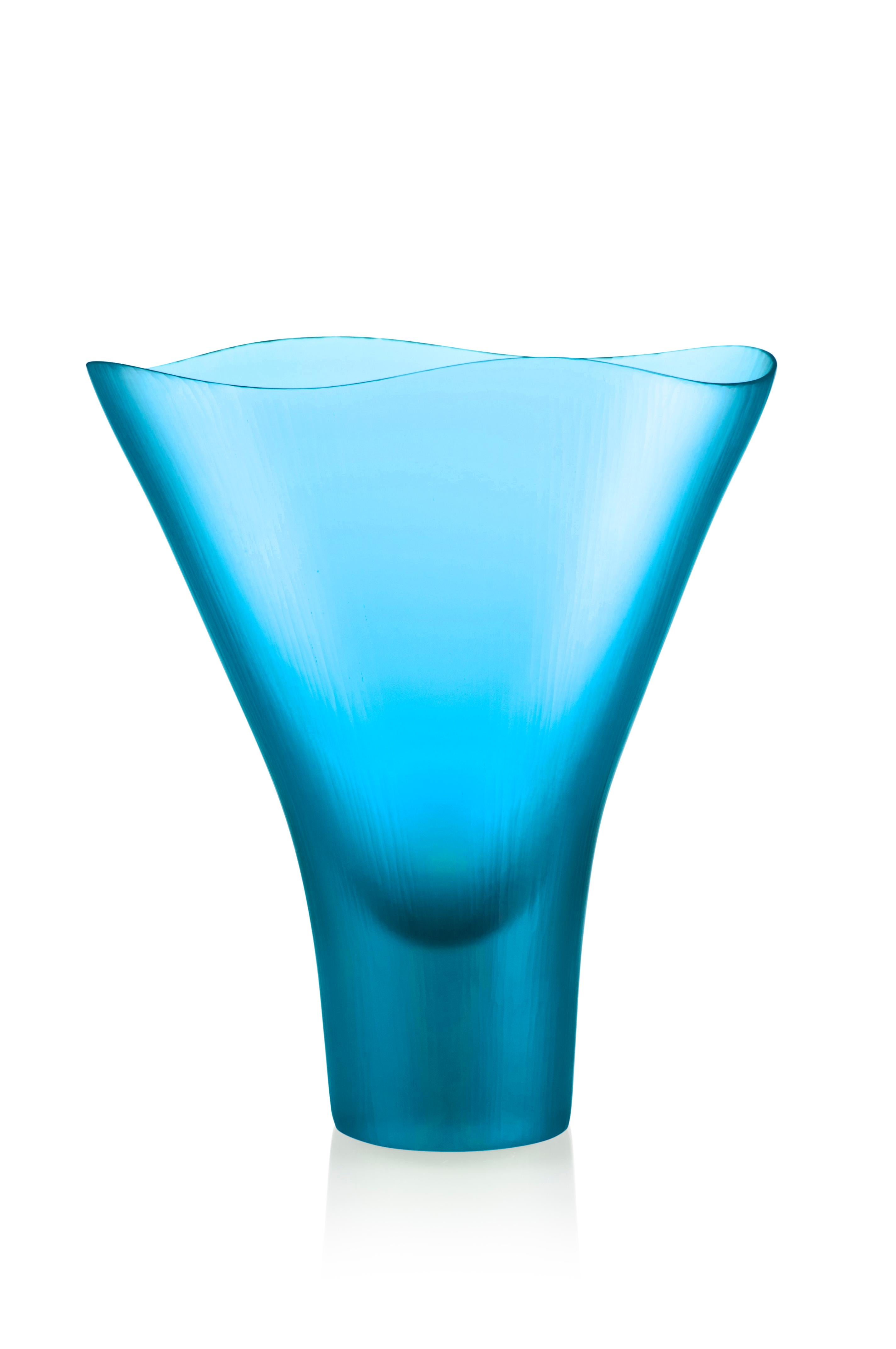 Modern Venini Battuti Glass Vase in Blue by Tobia Scarpa & Ludovico Diaz de Santillana For Sale