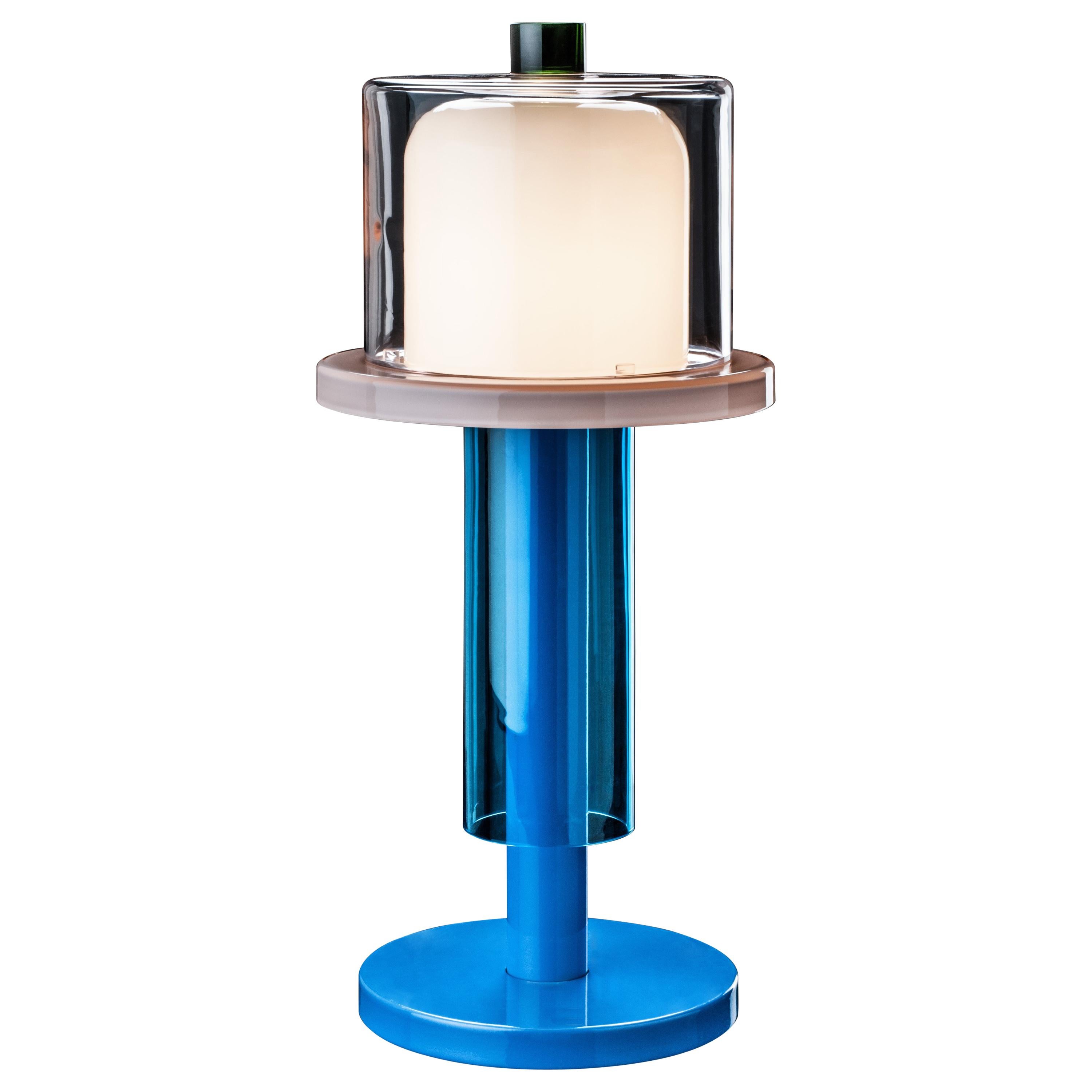 Venini Bhusanam Table Lamp in Aquamarine by Ettore Sottsass