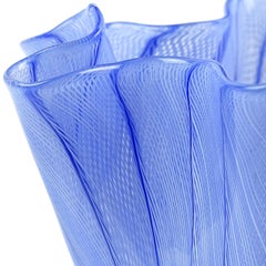 Venini Bianconi Murano Blue Italian Art Glass Fazzoletto Handkerchief Vase