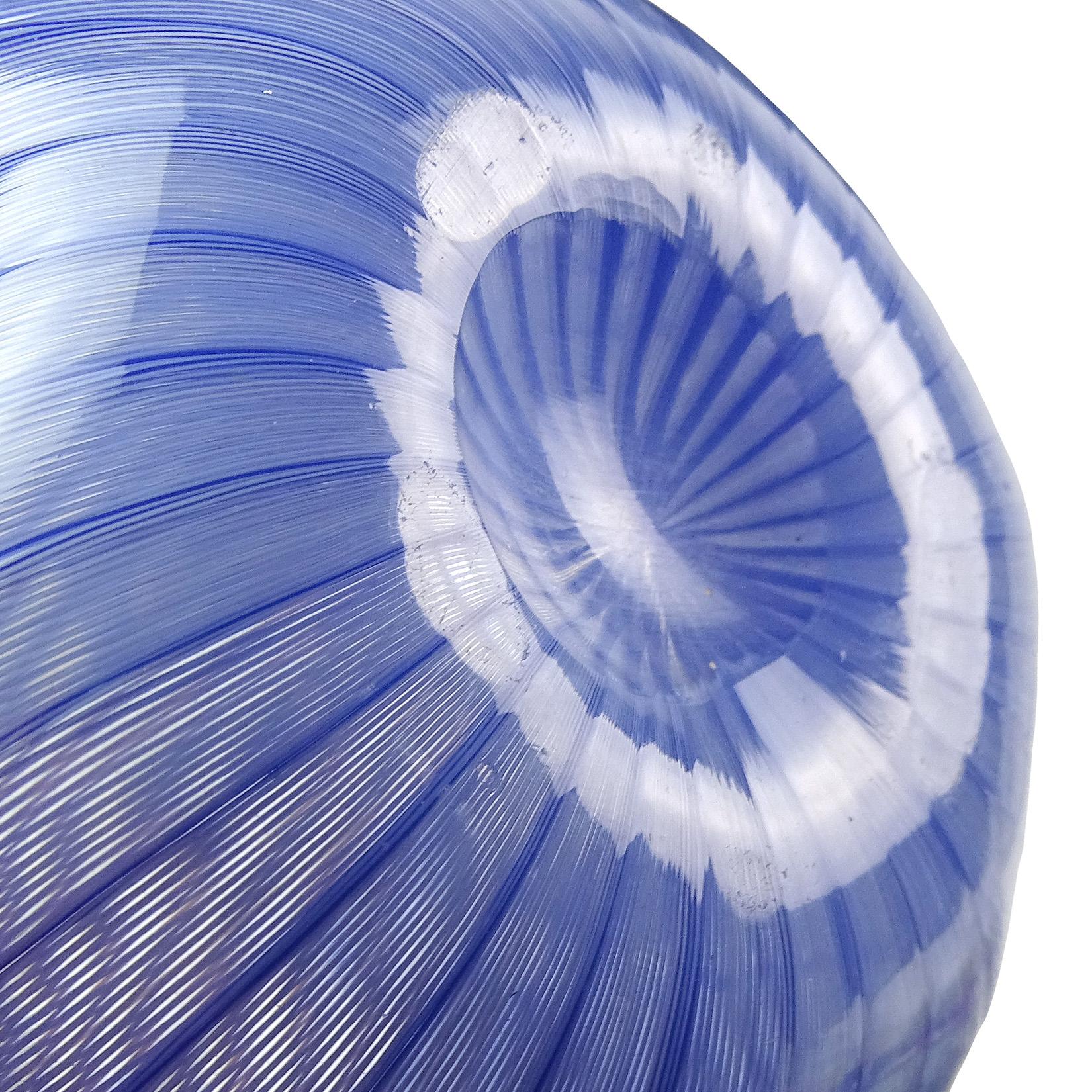20th Century Venini Bianconi Murano Blue Italian Art Glass Fazzoletto Handkerchief Vase