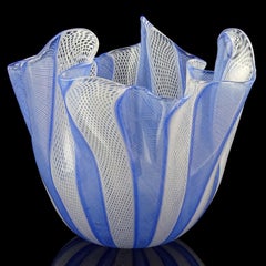 Venini Bianconi Murano Italian Art Glass Fazzoletto Handkerchief Ribbons Vase