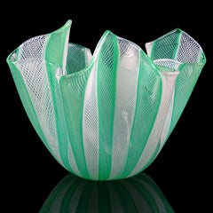 Venini Bianconi Murano Italian Art Glass Fazzoletto Handkerchief Ribbons Vase