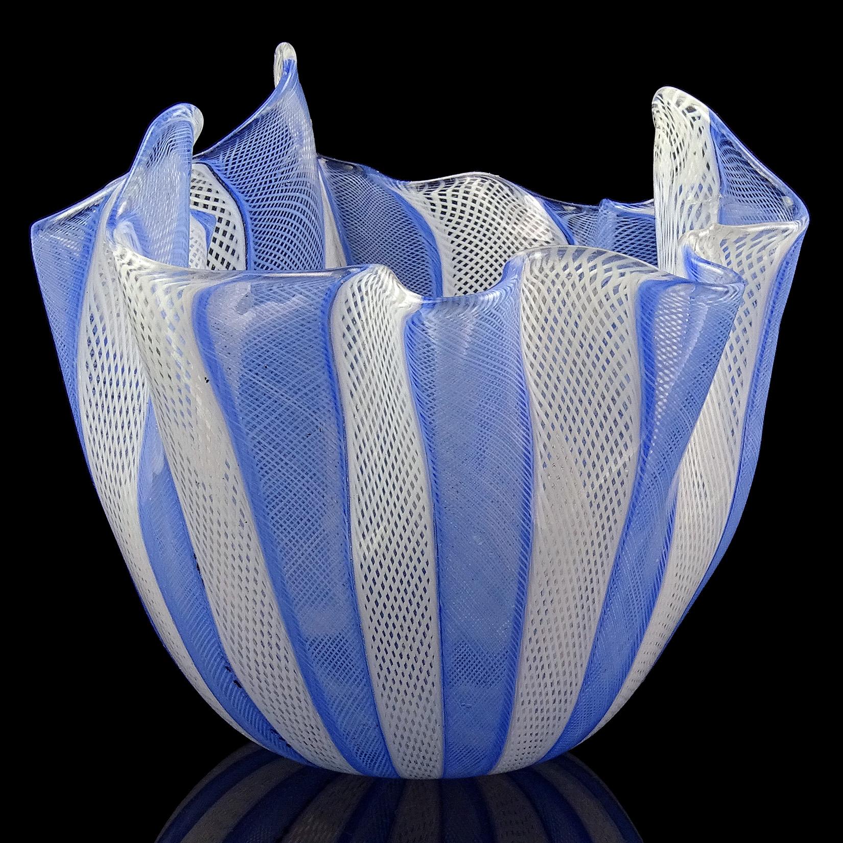 20th Century Venini Bianconi Murano Italian Art Glass Fazzoletto Handkerchief Ribbons Vase