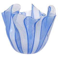 Venini Bianconi Murano Italian Art Glass Fazzoletto Handkerchief Ribbons Vase